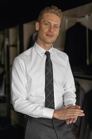 Jack Martin London Pin Collar Formal Shirts for Adult Men | Mens Long Sleeve Dress Shirt with Collar Bar