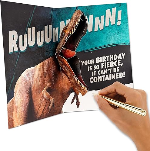 Miniatura 6 de Hallmark Jurassic World - Tarjeta de cumpleaños con sonido (Pop Up T-Rex) para niños, papás, amigos, familia
