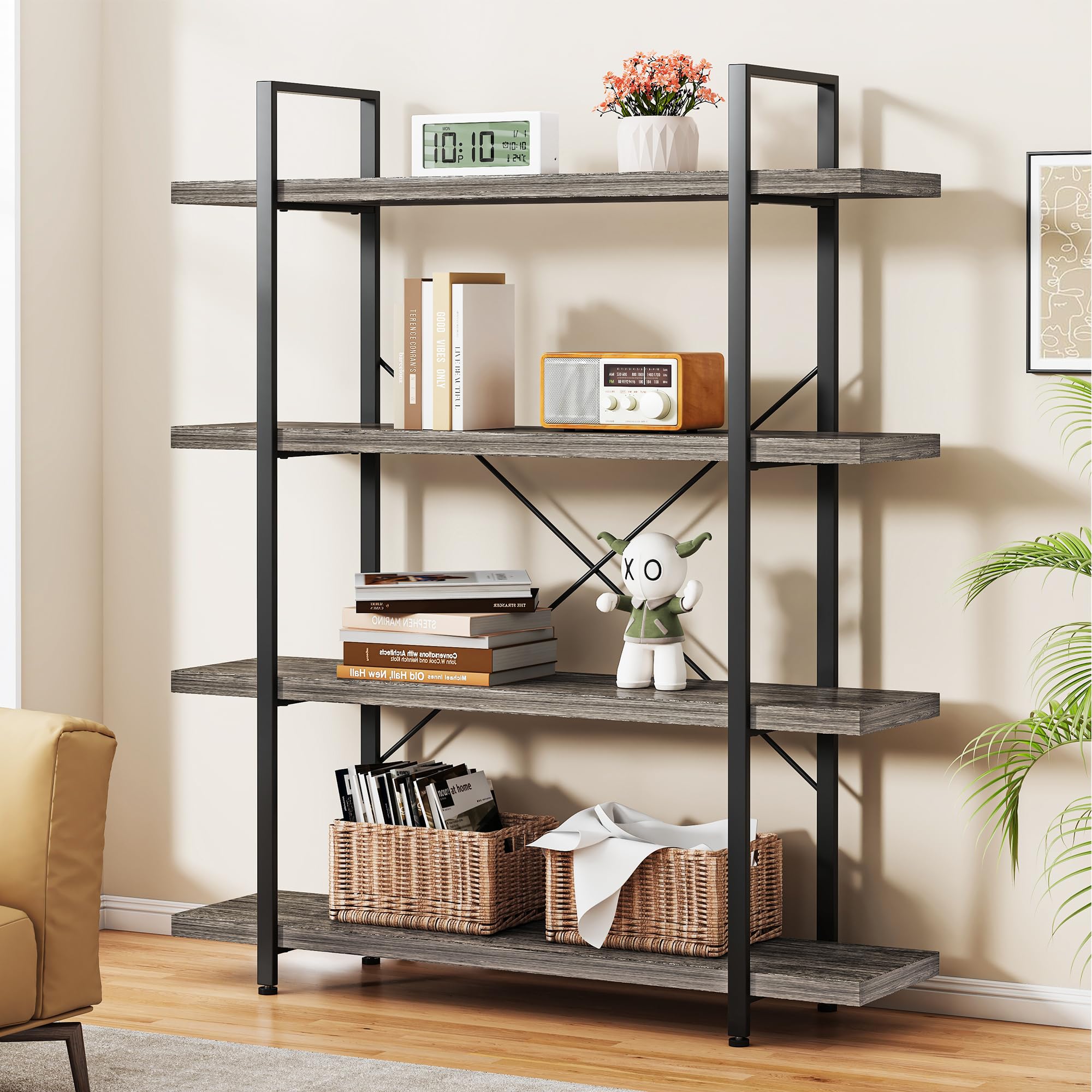 OtterOasis Heavy Duty 4 Tier Industrial Bookcase