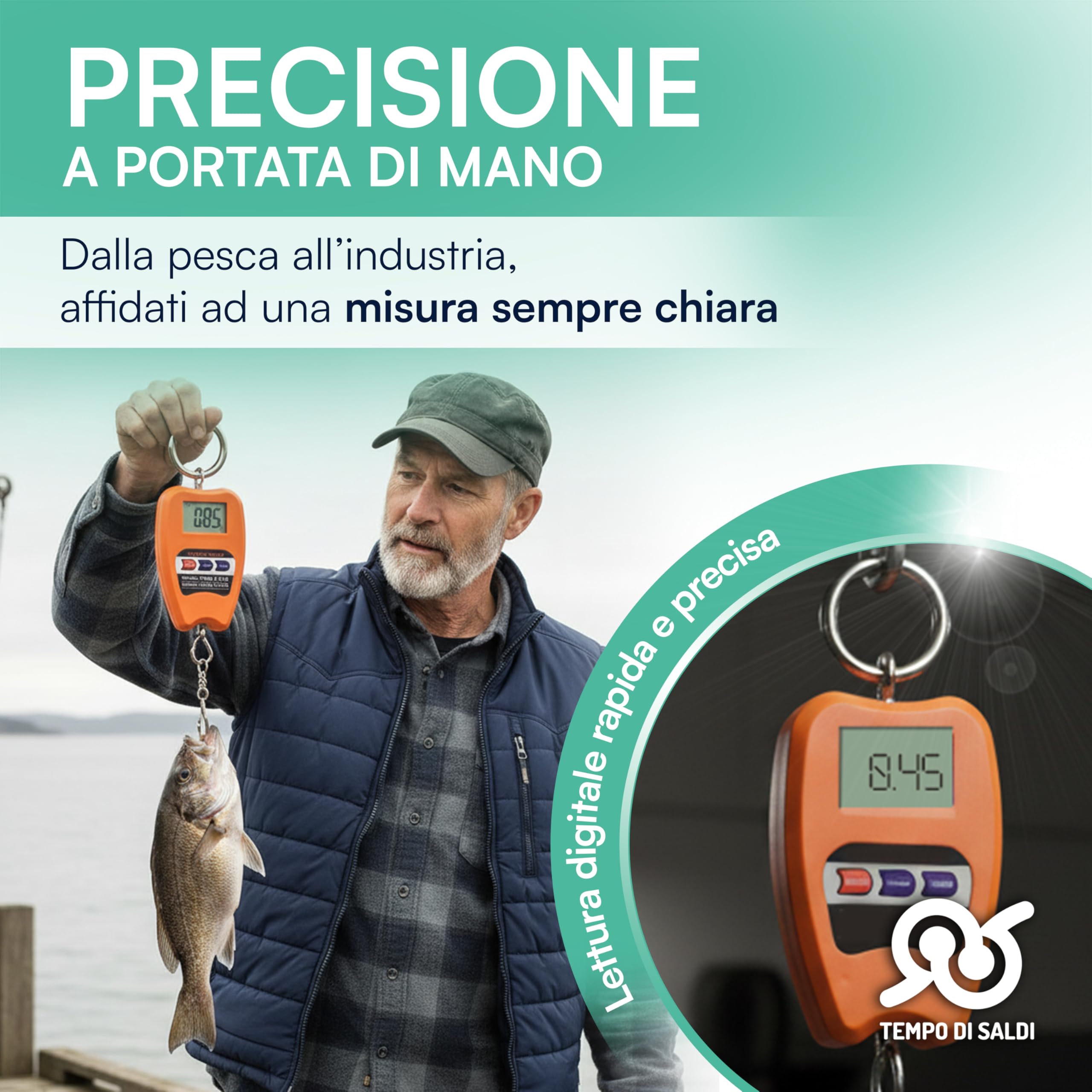 TEMPO DI SALDI Balance professionnelle numérique industrielle crochet dynamomètre ressort max 200 kg, Assortis