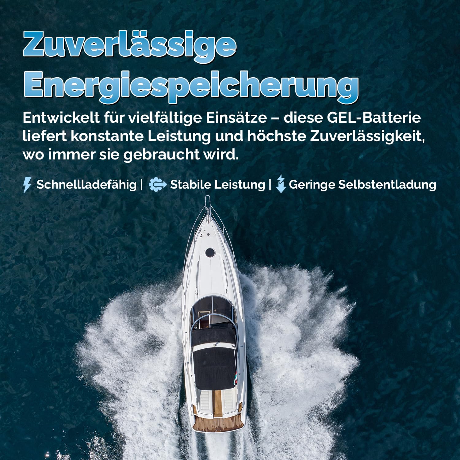 Electronicx GEL Versorgungsbatterie 12V 110Ah – 110 AH Deep Cycle Gel-Batterie für Wohnmobil, Van, Boot & Solaranlage. Maße: 315×175×190mm, gefüllt & geladen, wartungsfrei, rechts Pluspol