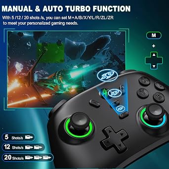 Wireless Switch Controller Compatible with Nintendo Switch/Switch Lite/Switch OLED for Windows PC IOS Android, Switch Remote with Motion Control/Vibration/Turbo/Wakeup Sega Saturn Accessories