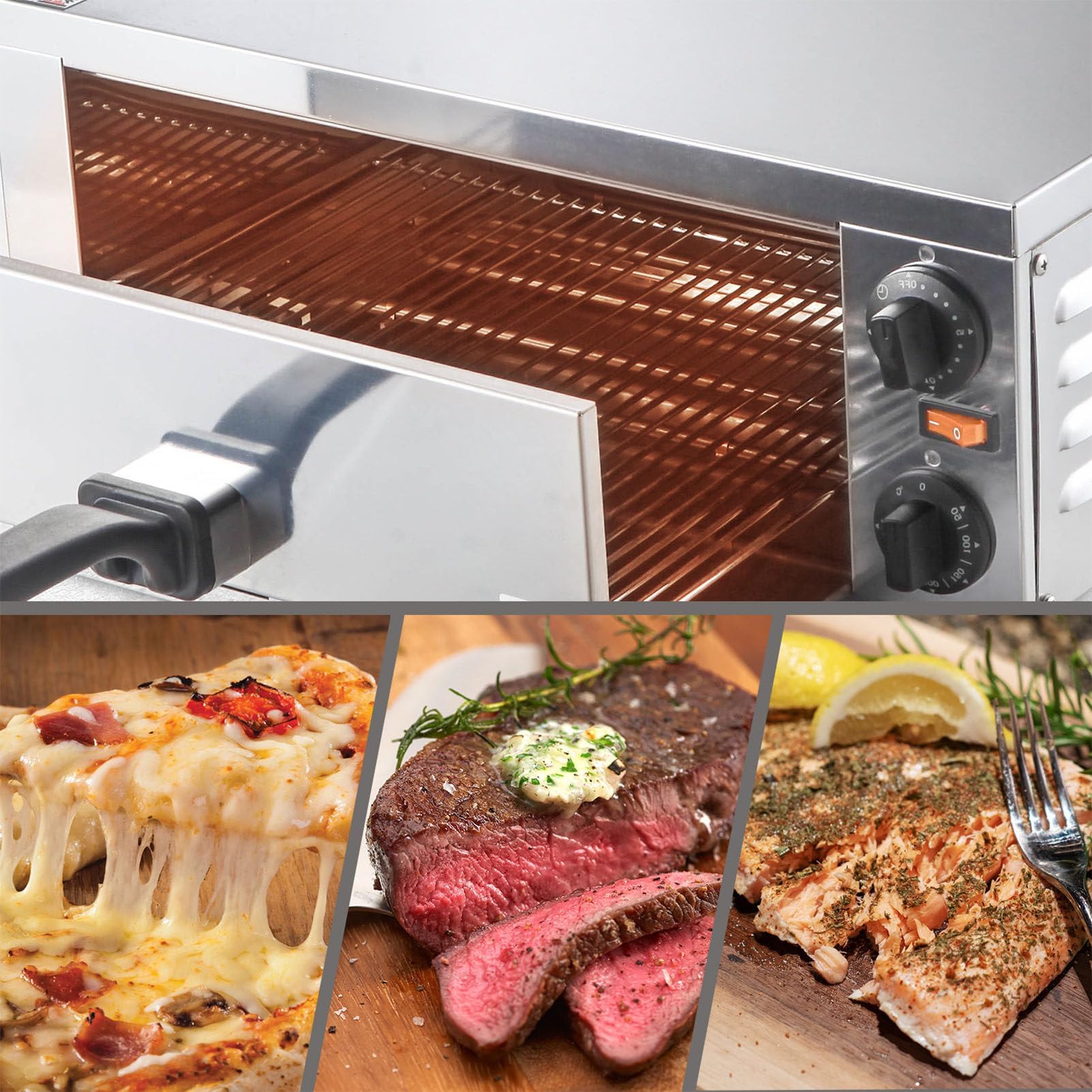 Forno per Pizza Professionale da 2600W, Doppia Macchina per Pizza da Banco per Pizze da 16 Pollici con Termostato Indipendente & Timer,Forno Elettrico per Pizza per Ristoranti, Casa, Pretzel e black