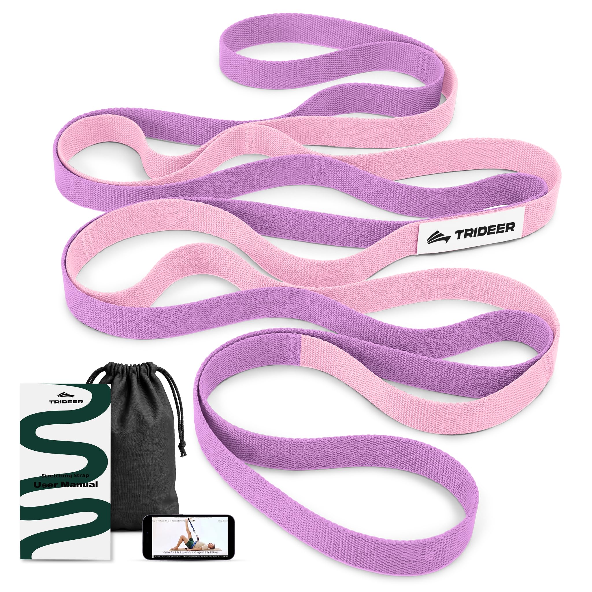 Trideer Leg Lifter Strap, Non-Elastic Stretching Strap with Loops for PT