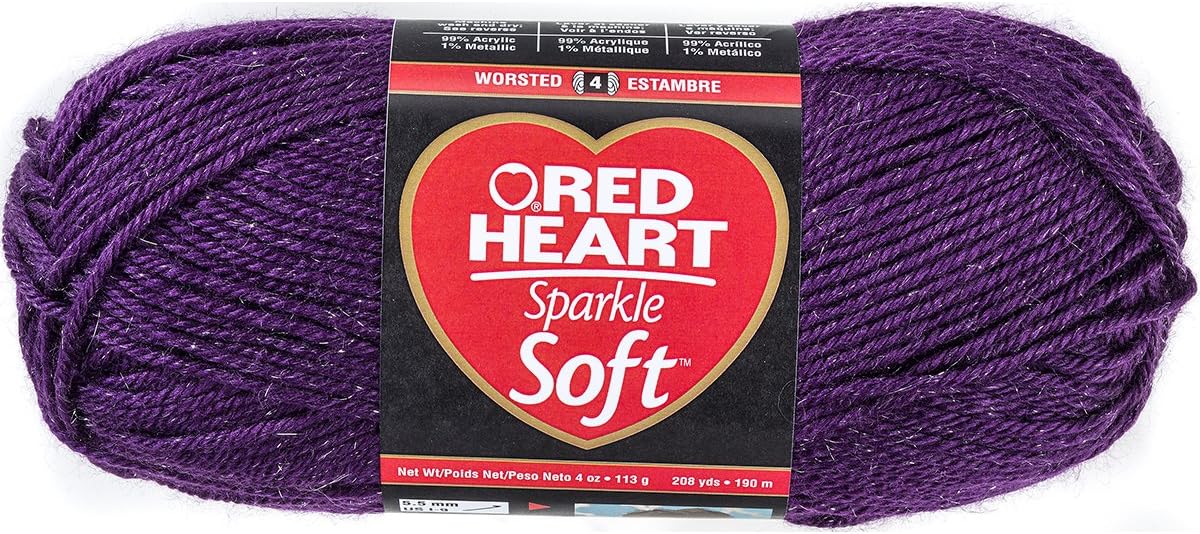 Red Heart Sparkle Soft Yarn-Plum
