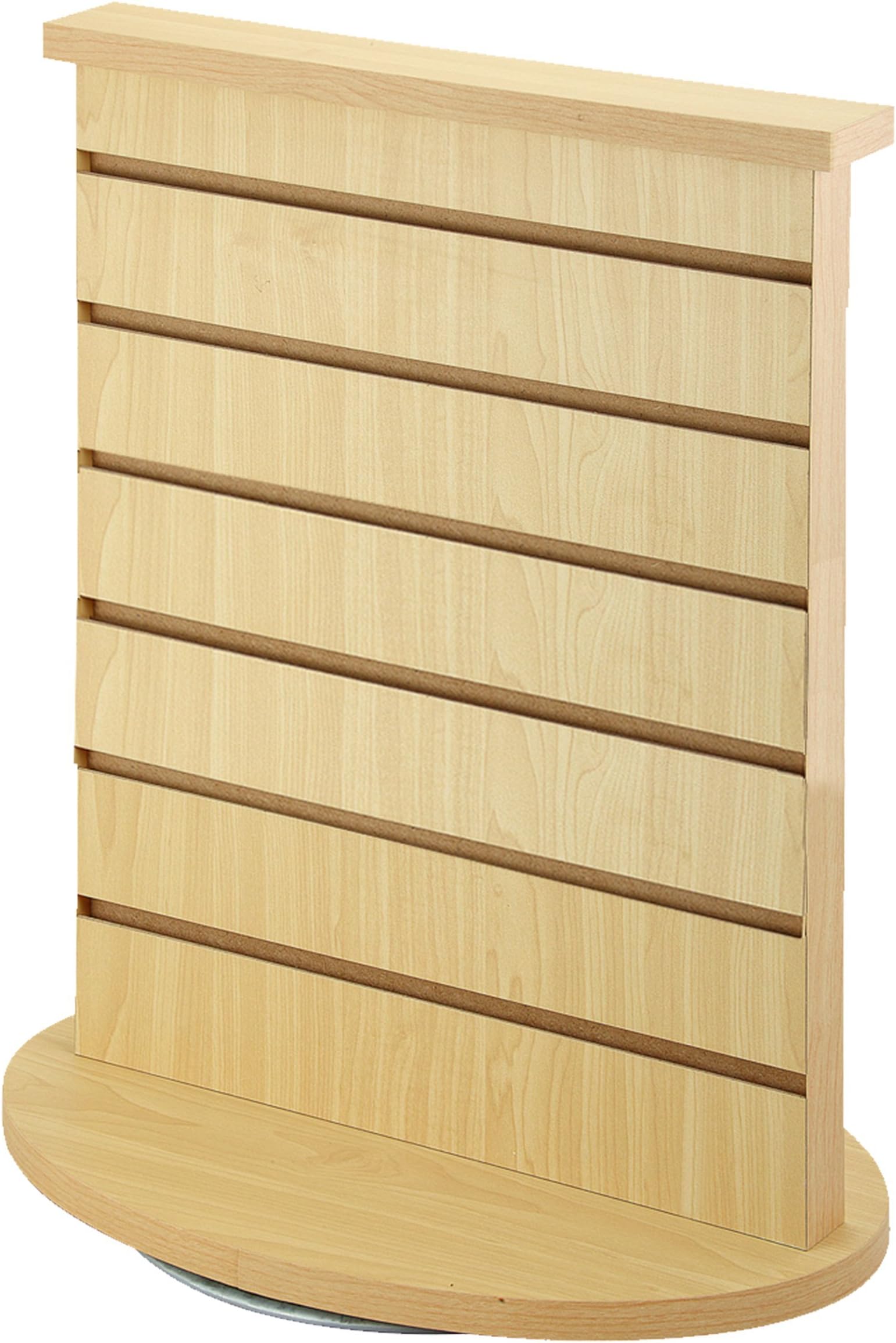 AMKO WD2CT Slatwall Merchandiser, Rotating Countertop Display – Spinning Rack with Maple Finish. Retail Store Fixtures and Equipment