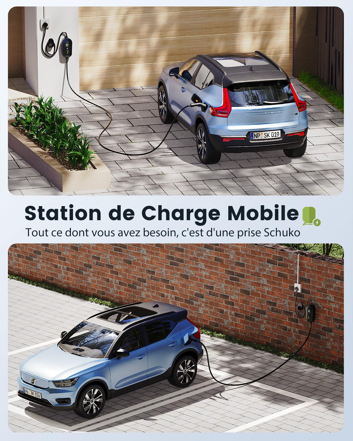 EzGoGo Chargeur Voiture Electrique 3,68 KW, 7 m, 6-16 A, Cable Recharge Voiture Electrique Type 2 avec écran LCD réglable & Indice IP65, pour Toutes Voitures électriques et PHEV (Norme IEC 62196-2)