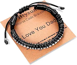 Inspirational Gifts for Men Morse Code Bracelets Mens Bracelets Graduation Gifts for Him Fathers Day Adjustable Leather Bracelet Motivational Birthday Annivesary Jewelry Stocking Stuffers for Men