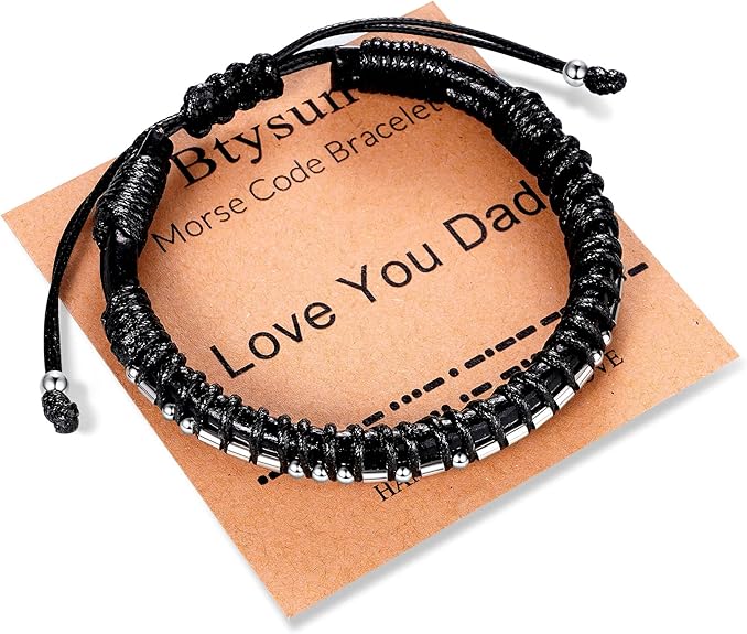 Inspirational Gifts for Men Morse Code Bracelets Mens Bracelets Graduation Gifts for Him Fathers Day Adjustable Leather Bracelet Motivational Birthday Annivesary Jewelry Stocking Stuffers for Men