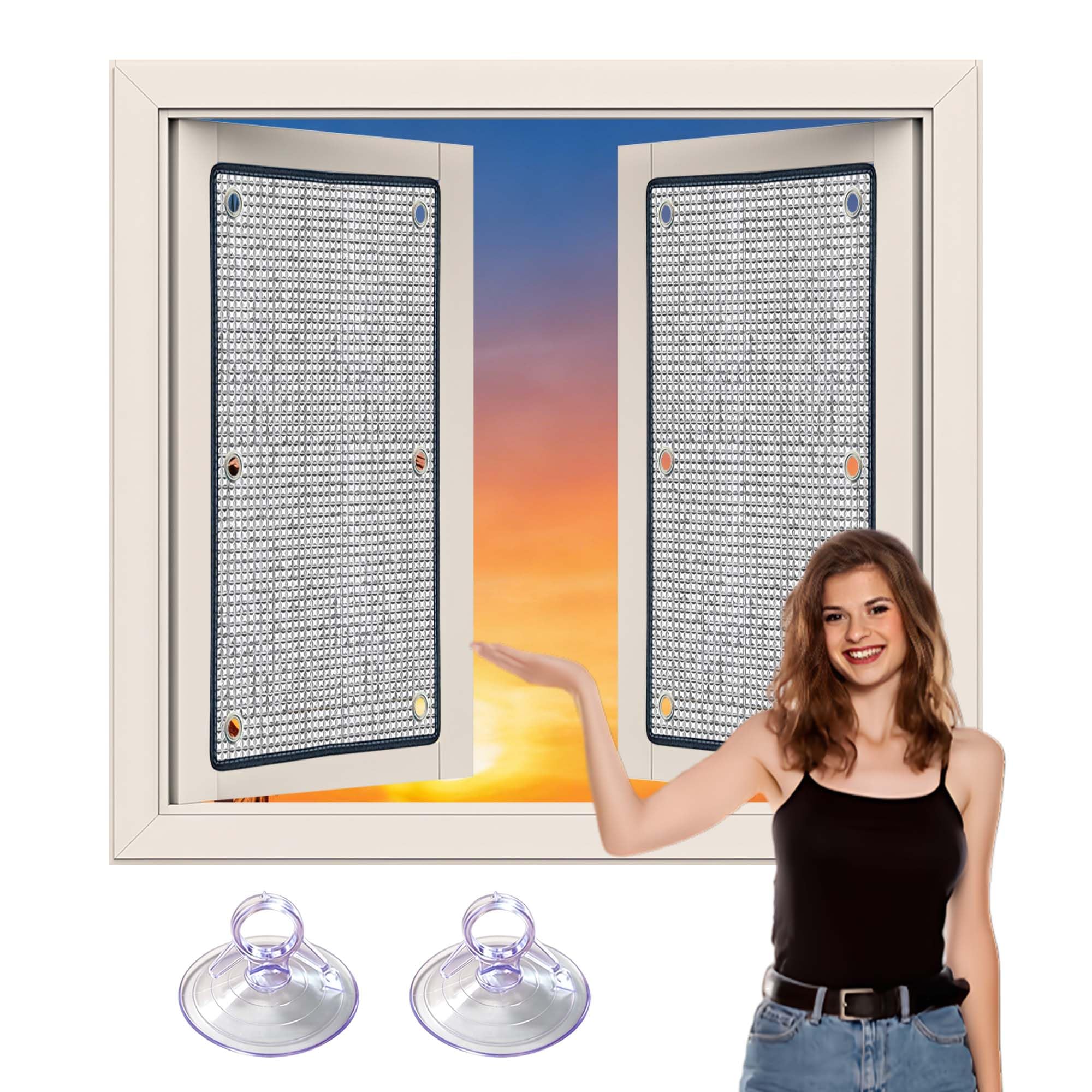 Pellicola Termica Isolante 60 x 112 cm Anti Calore e Anti Sguardo Tende Termiche Isolanti per Interni Riutilizzabile Oscurante per Privacy Casa Camper Lucernari, Argento