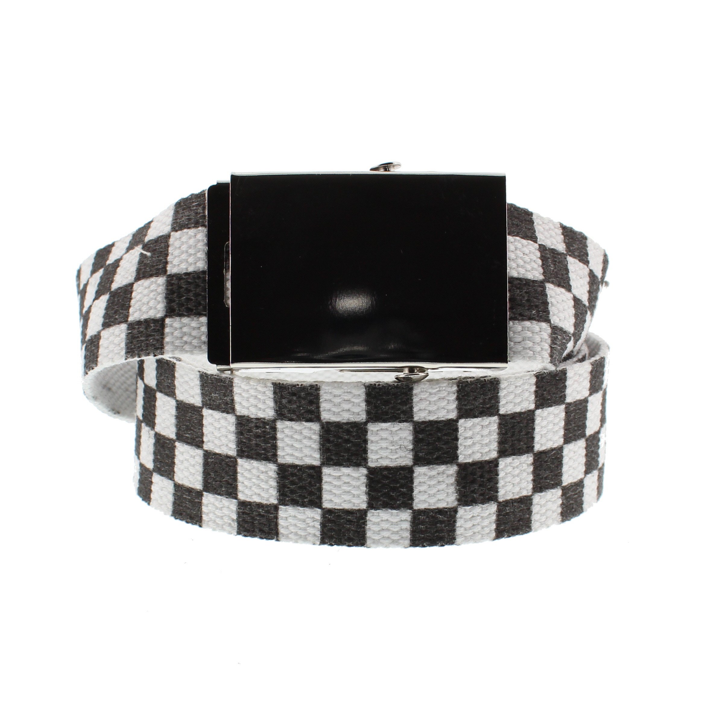 Zac's Alter Ego Adjustable Checkered Canvas Webbing Belt with Slider Buckle