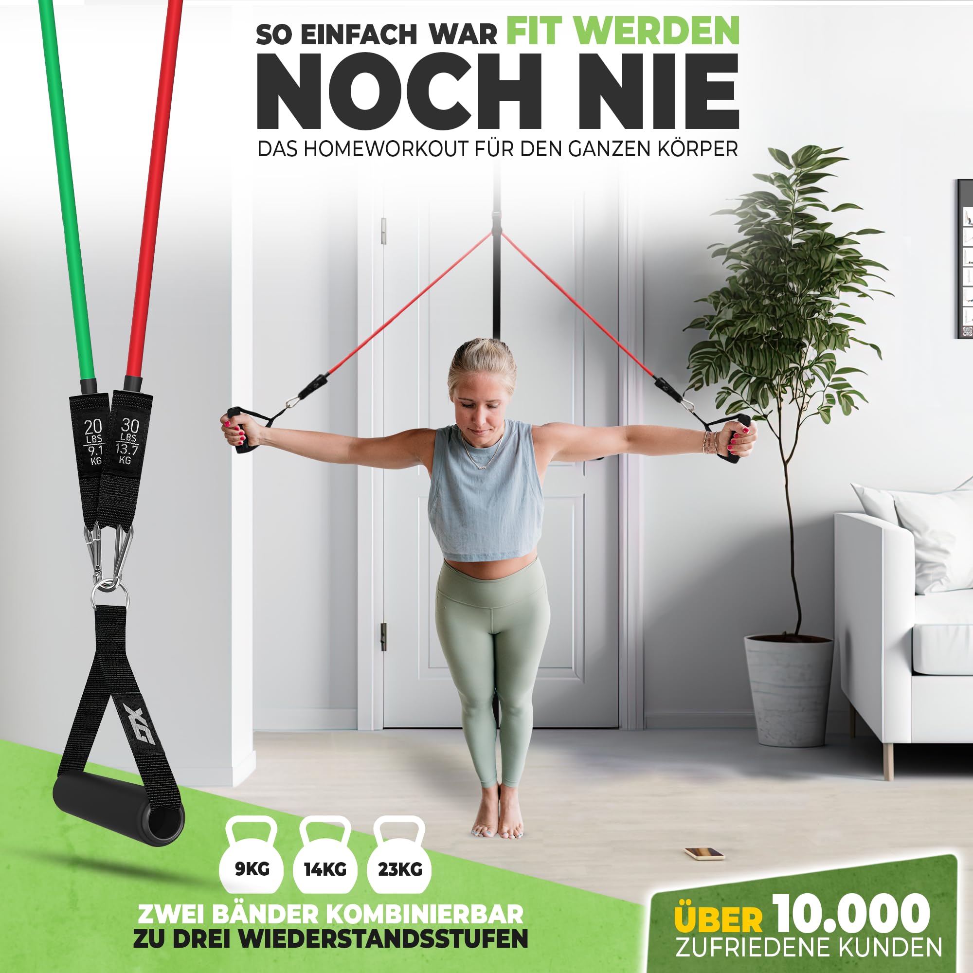 Set di cinghie per porta regolabili in altezza con cinghie per il fitness e WORKOUTVIDEOS I Set di fasce di resistenza per porta, attrezzi per il fitness per casa, allenamento di forza,