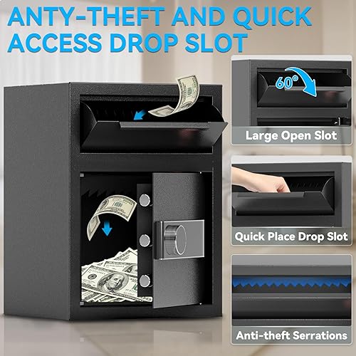 Miniatura 2 de Caja de seguridad digital ignífuga con cerradura de combinación para dinero en efectivo y documentos, caja fuerte silenciosa para oficina de