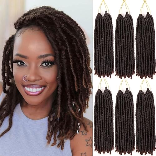 Extensiones de cabello corto sintético de ganchillo para mujeres negras, 6 paquetes de extensiones de rastas de cabello rizado preenlazado,
