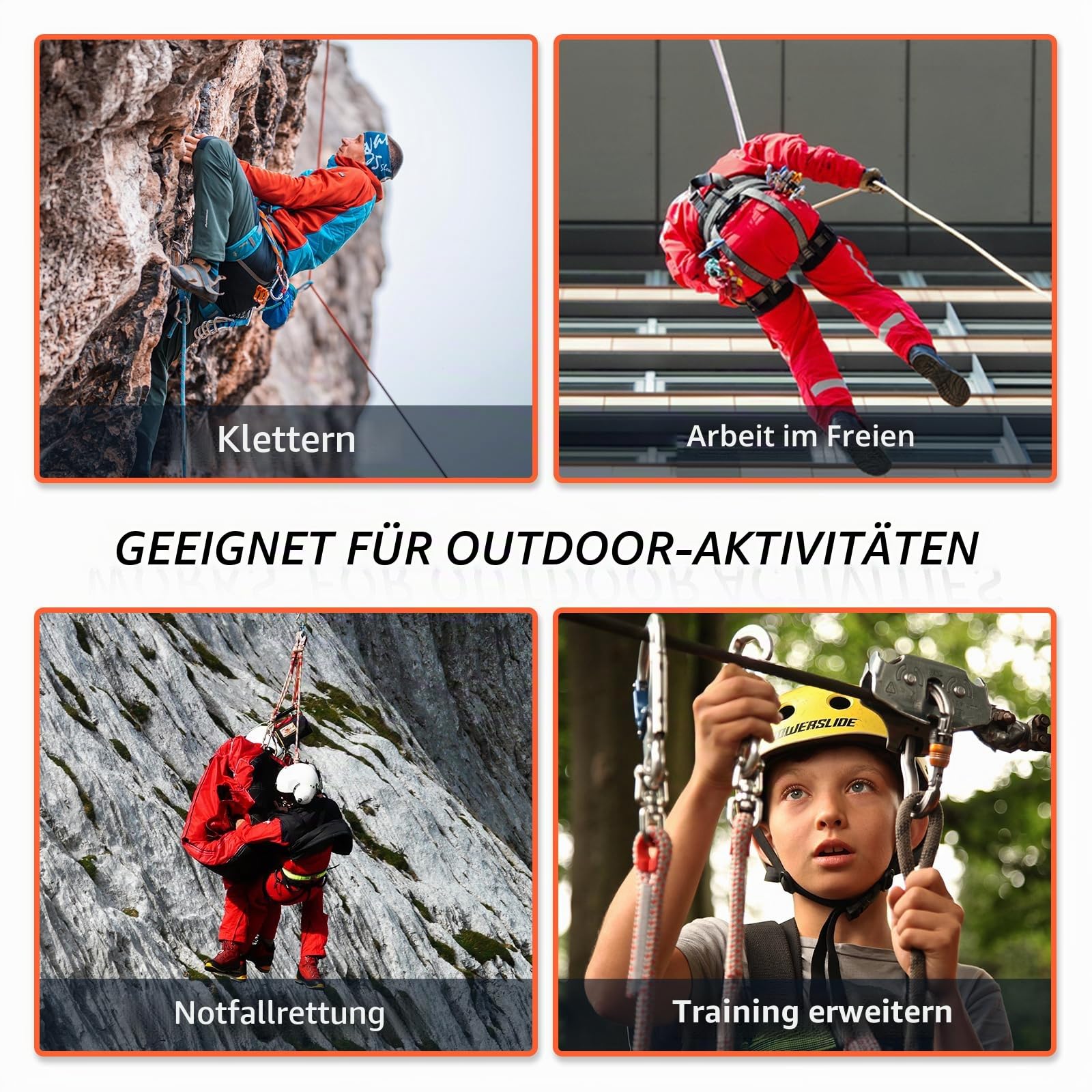 NewDoar 18KN Statisches Kletterseil 10 mm (3/8 Zoll) Zubehörkabel Ausrüstung 33 Fuß (10 m), 66 Fuß (20 m), 98 Fuß (30 m), 165 Fuß (50 m) Fluchtseil Eiskletterausrüstung Feuerrettungsseil-Grün/10 m