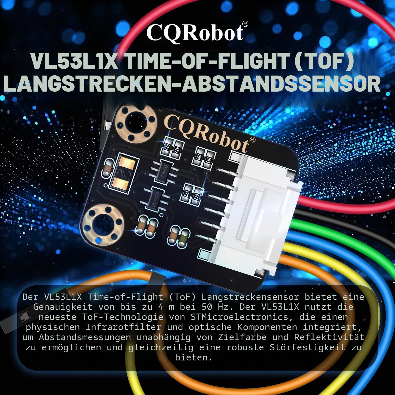 CQRobot VL53L1X der Ferne Messung Sensor(ToF) für Ferngespräche, kompatibel mit Raspberry Pi/Arduino / STM32, I2C-Schnittstelle. für Mobilen Roboter, UAV, Erkennungsmodus, Kamera, Smart Home.