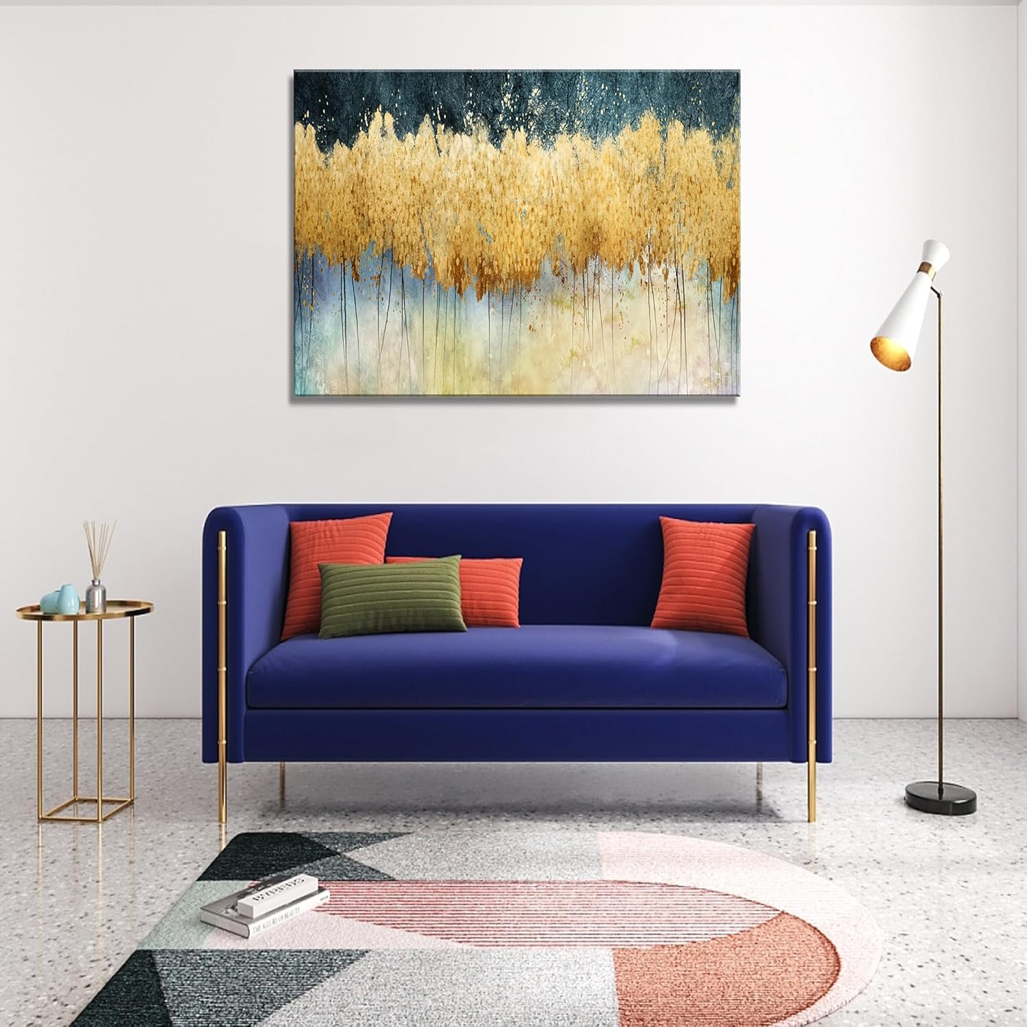XXMWallArt FC2681 Canvas Wall Art Abstract Golden Forest Painting Modern Decor Abstract Canvas Prints for Living Room Bedroom Kitchen Home and Office Wall Decor