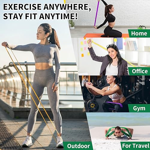 Miniatura 4 de TOPOKO Juego de 5 bandas de resistencia para hombres y mujeres, bandas de entrenamiento resistentes para ejercicio, entrenamiento de fuerza,