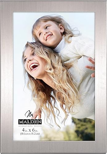 Miniatura 4 de Malden International Designs Essentials - Marco de fotos con grabado de metal plateado, 5 x 7 pulgadas, color plateado
