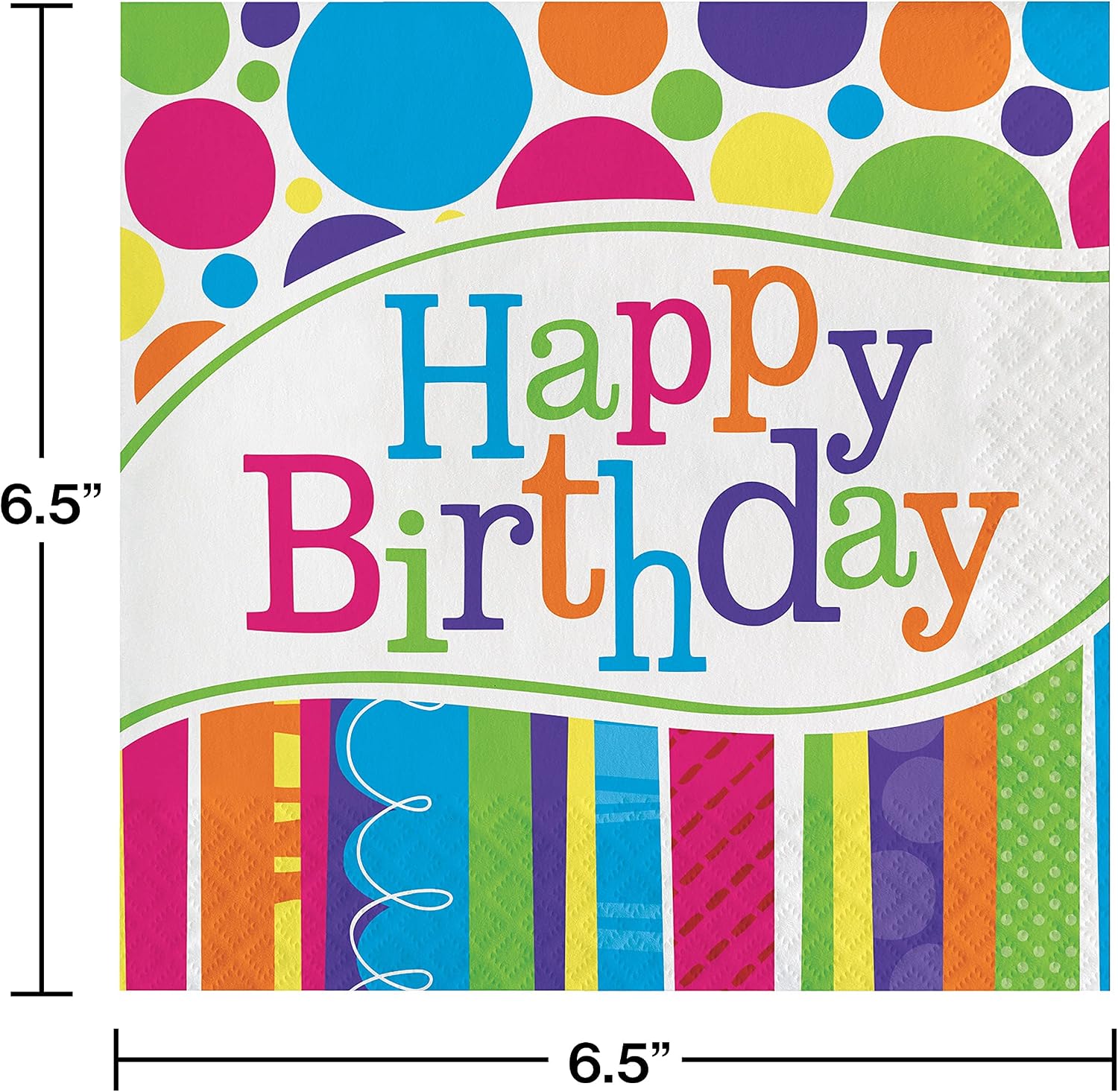 Creative Converting 665412 Bright and Bold Happy Birthday Lunch Napkins, 16 ct, Multi-color