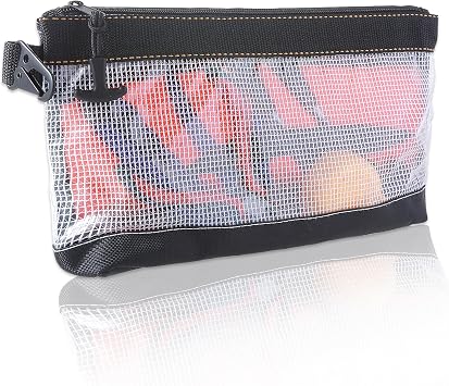 oruola Small Tool Pouch with Hanging Buckle,Small Tool Bag,PVC Zipper Tools Bag with Mesh Window,Waterproof,Heavy Duty Mini Tools Pouches for Spanner,Screw Storage Organizer,Transparent