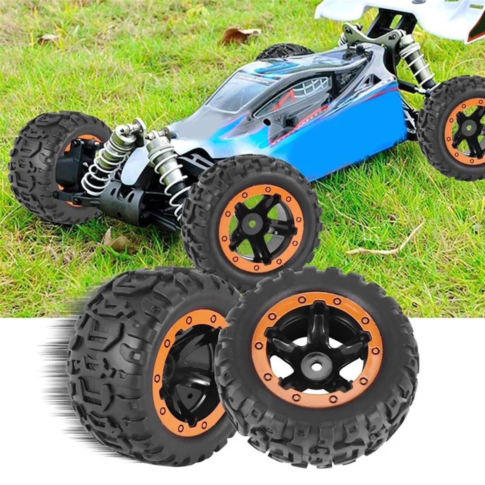 RC Car Pneumatico Ruota Compatibile con HBX 16889 4 Pezzi Pneumatici E Ruote Cerchioni Accessori per Auto Telecomandate 1/16 RC Auto Pezzi di Ricambio M16038