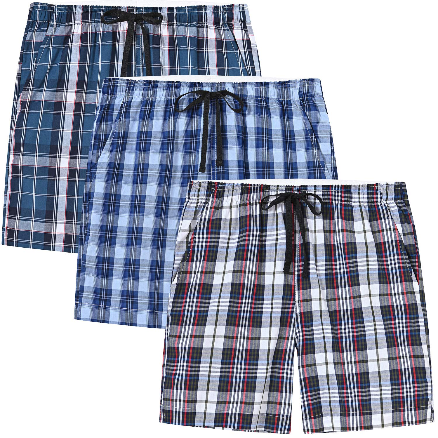 MoFiz Schlafshorts Jungen Baumwolle Kurz Pyjamahose Schlafanzug Karierte Hose Loungewear Nachtwäsche 7-15 Jahre