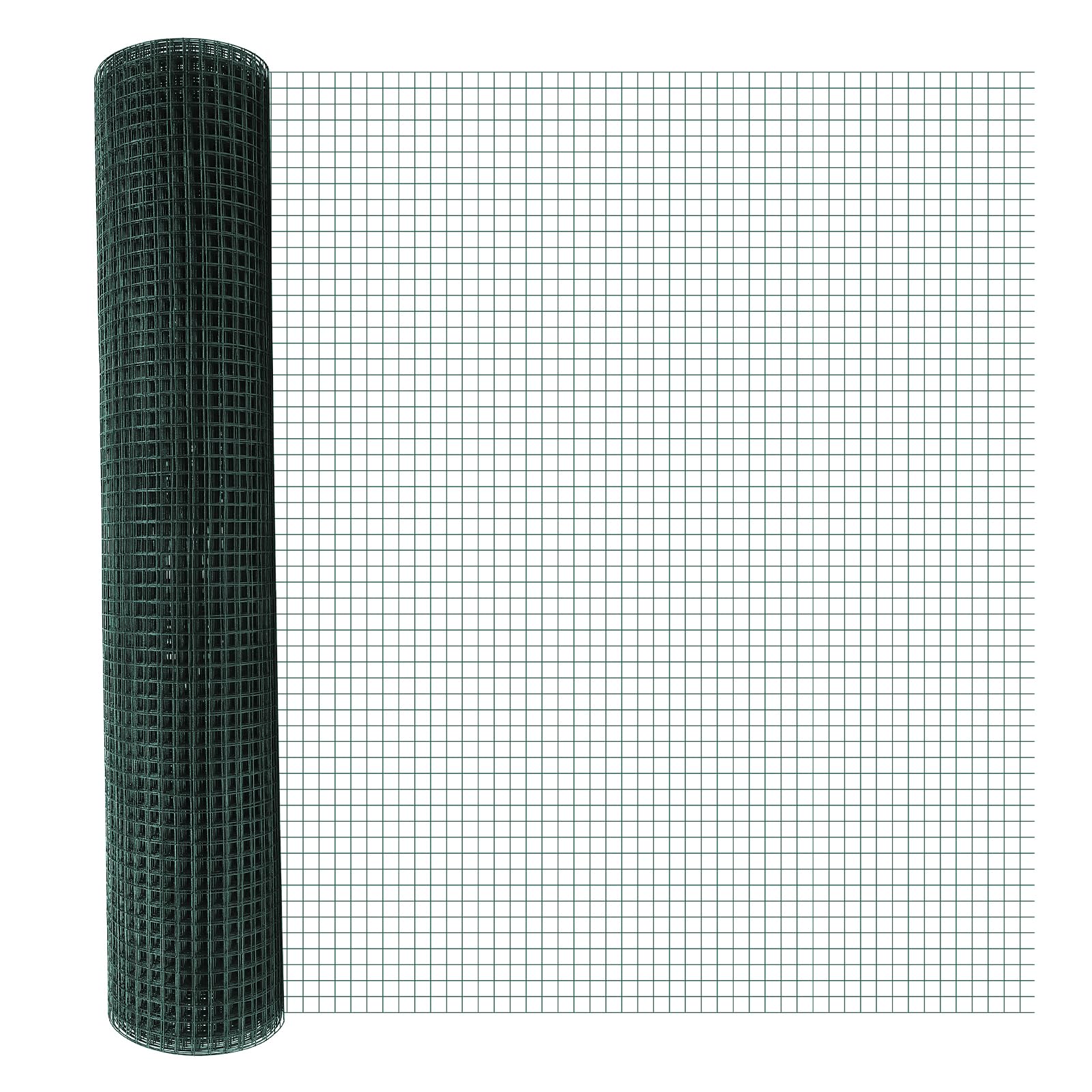 PIAOCAIYIN 3.94x98.43ft 1/2 in Hardware Cloth Square Chicken Wire Fencing Rabbit Wire, Snake Fence Dark Green Welded Mesh Wire Roll (3.94x98.43ft)