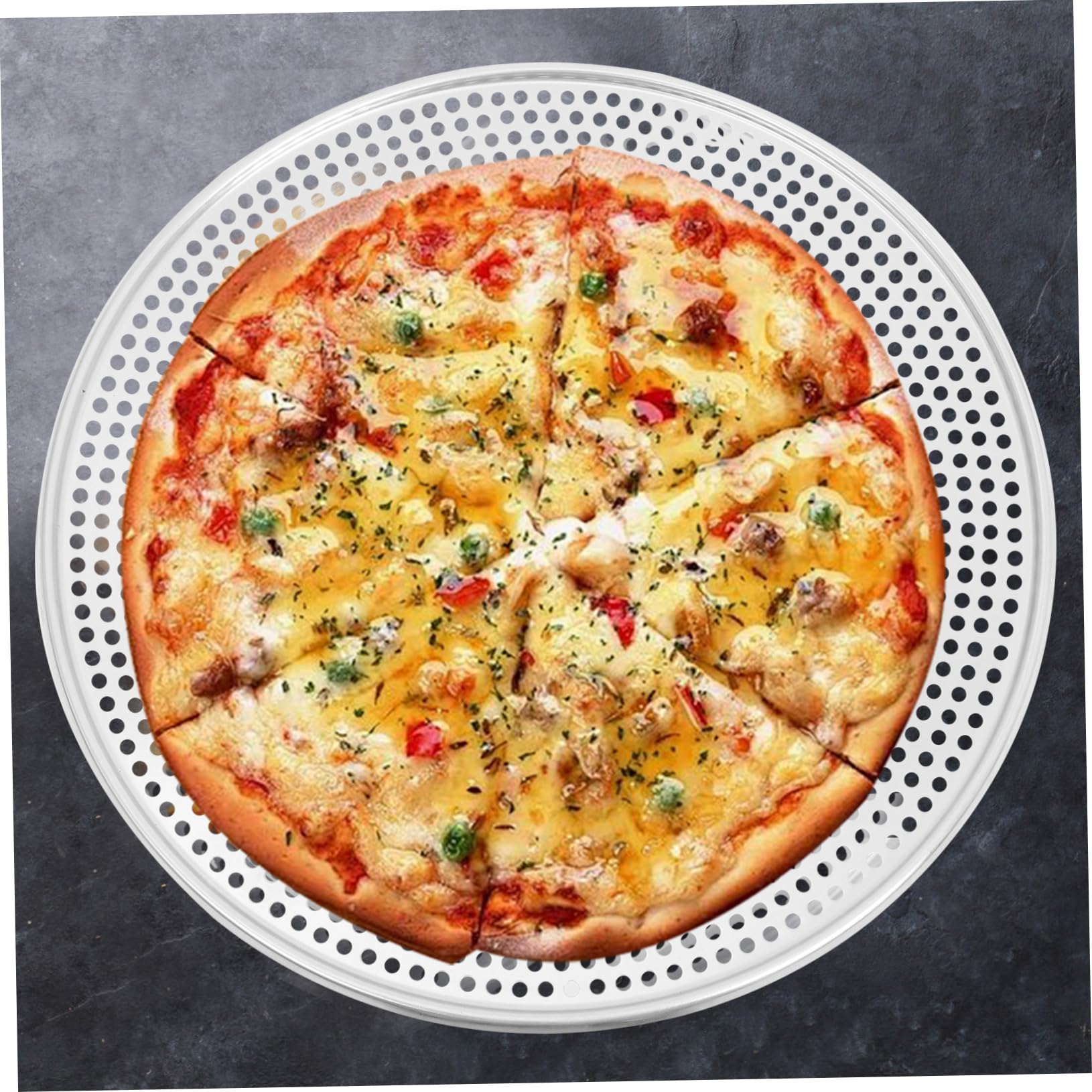 Lurrose Teglia Pizza Forata Rotonda in Alluminio, 16 Pollici, Facile da Pulire, Dissipazione del Calore, per Casa e Caffetterie