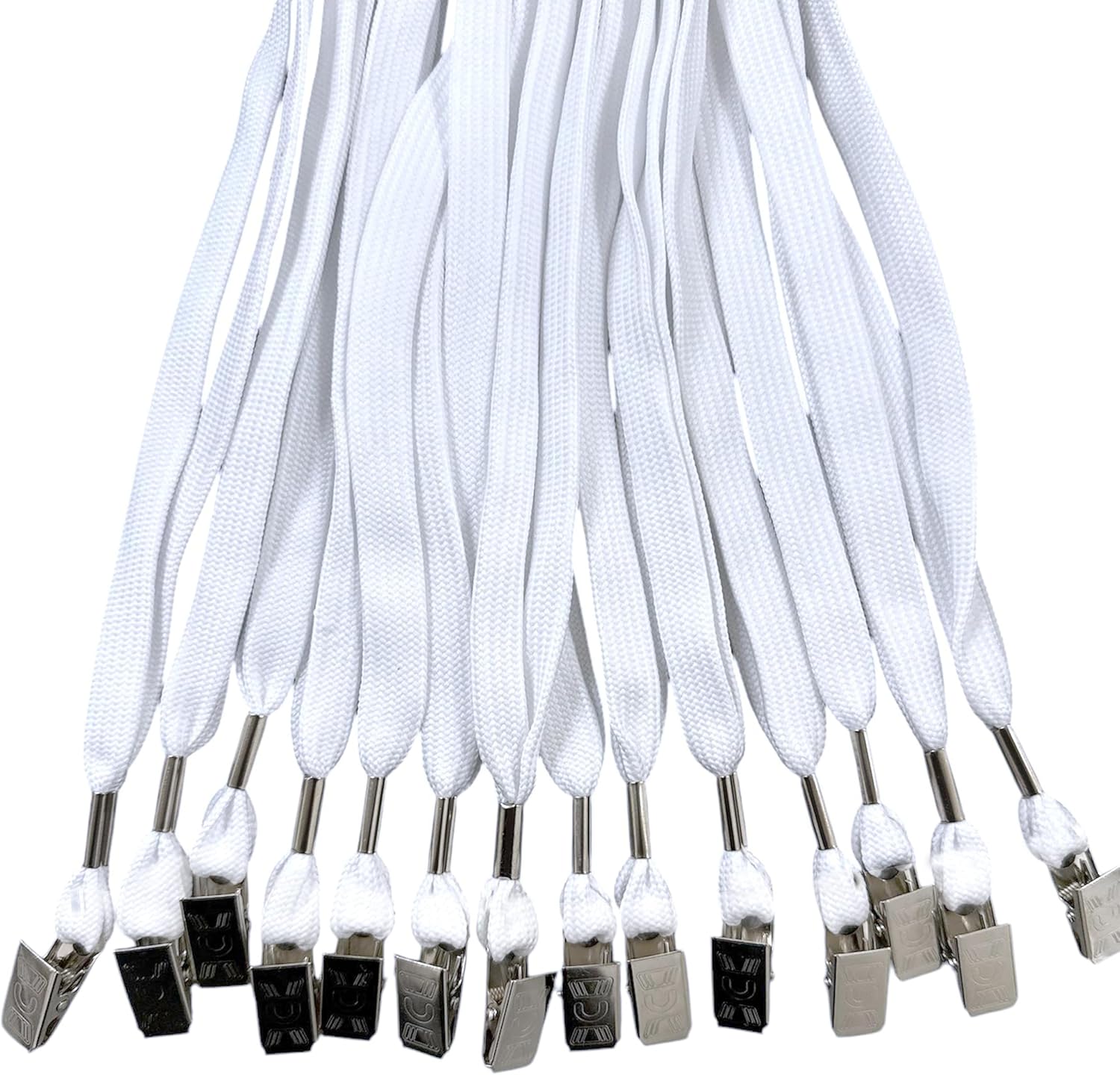 ONDEPOT 100pcs Flat ID Neck Lanyards for Badges with Bulldog Clip - White Color - Image 5