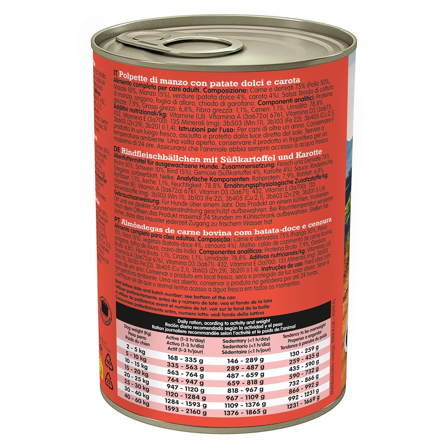 ARQUIVET Fresh Lamb Meatballs - Boîtes De Boulettes à L'agneau, Aux Carottes Et à La Patate Douce - Pack 6 Unités X 400g - Alimentation Humide Pour