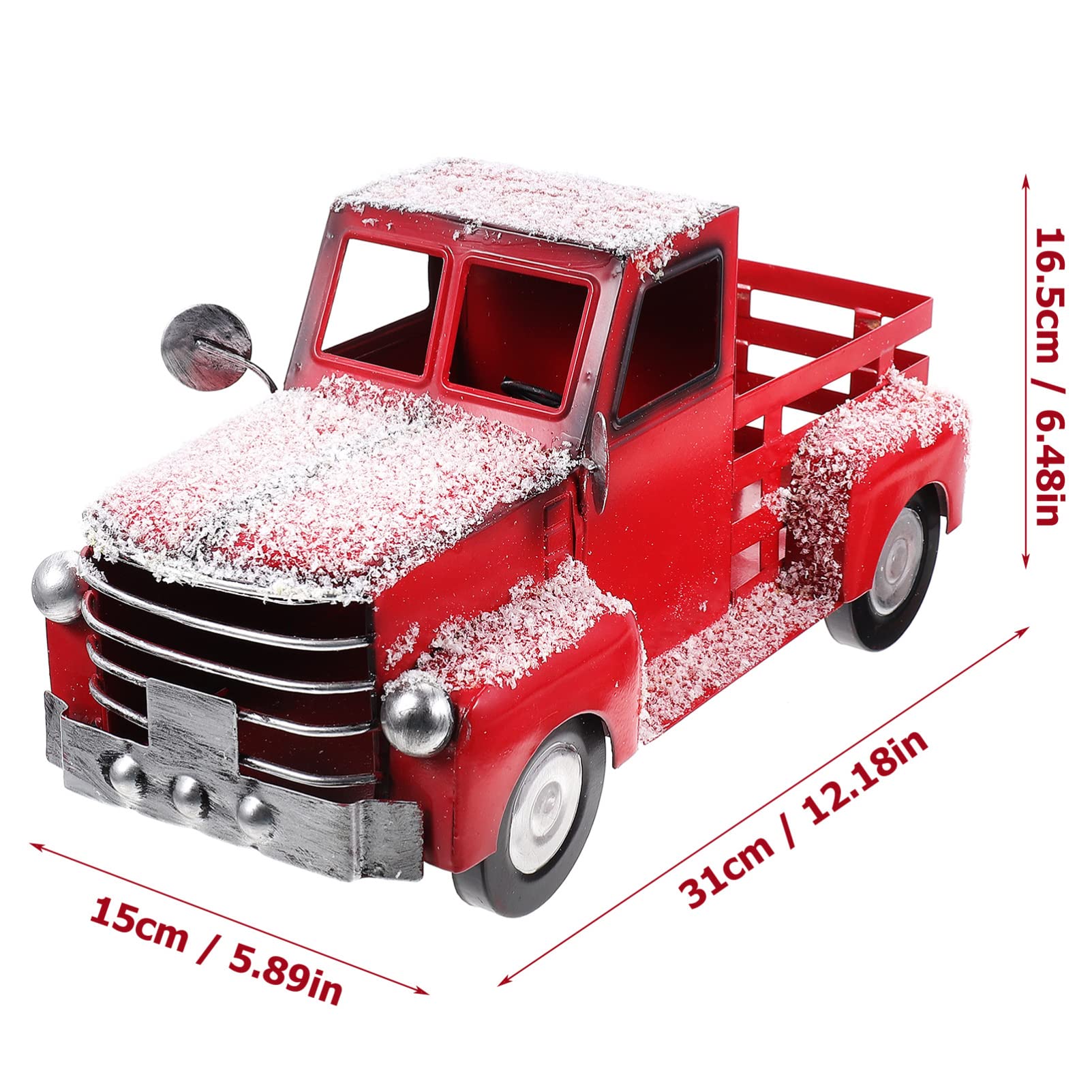 NOLITOY Christmas Decoration Red Truck Model Iron Xmas Truck Sculpture for Home Decor Desktop or Shelf Display Unique Holiday Present for Lovely Scene Accessory