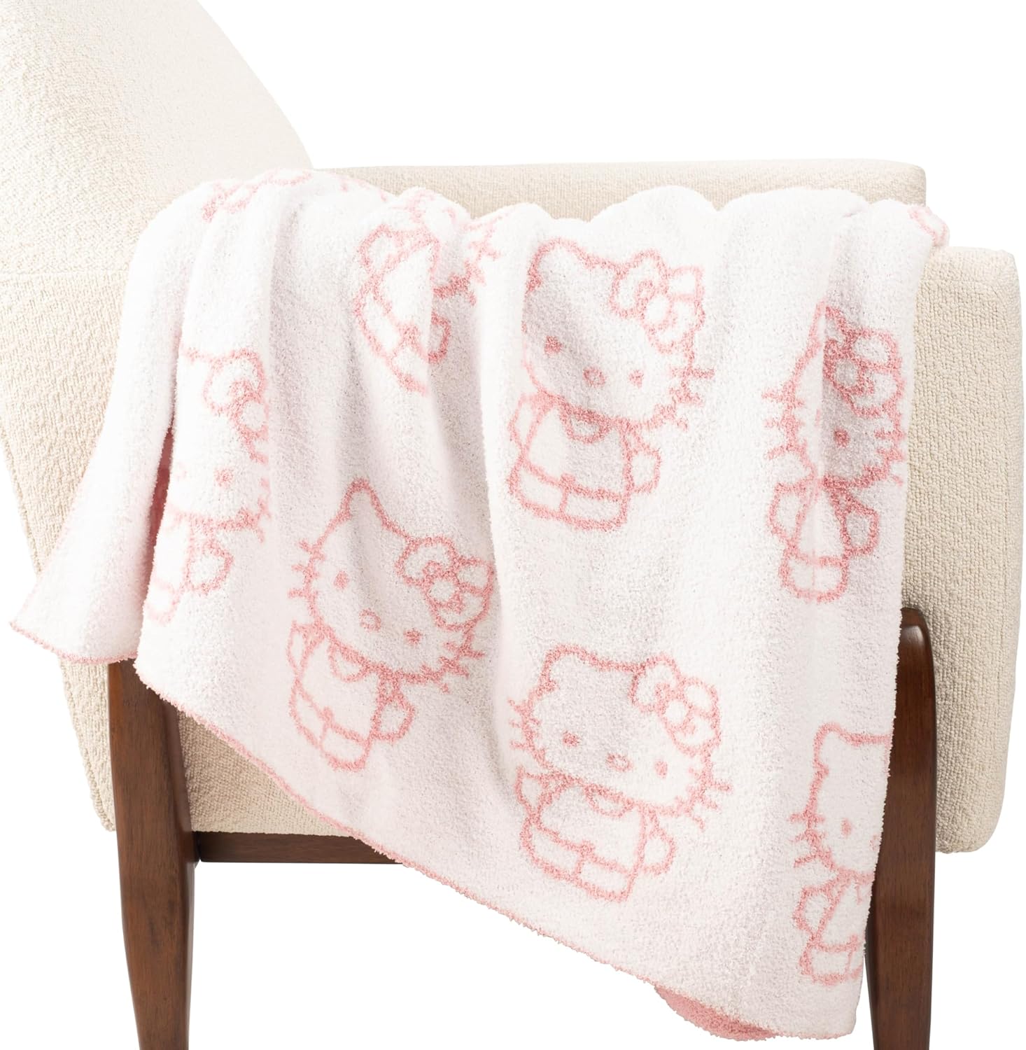 Hello Kitty Feather Knit Fluffy Throw Blanket - Fuzzy Blanket Measures 50 x 60 Inch, Super Soft Soft Lightweight Pink Accent for Couch or Chair - Image 3