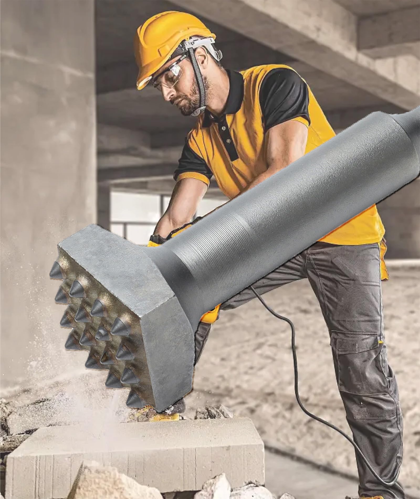 SDS Plus Cincel Broca para herramientas de casquillo de demolición, broca de martillo de flores eléctrica de cabeza cuadrada 40cr para losa de piedra/puente/pared/cincel de pavimento de cemento