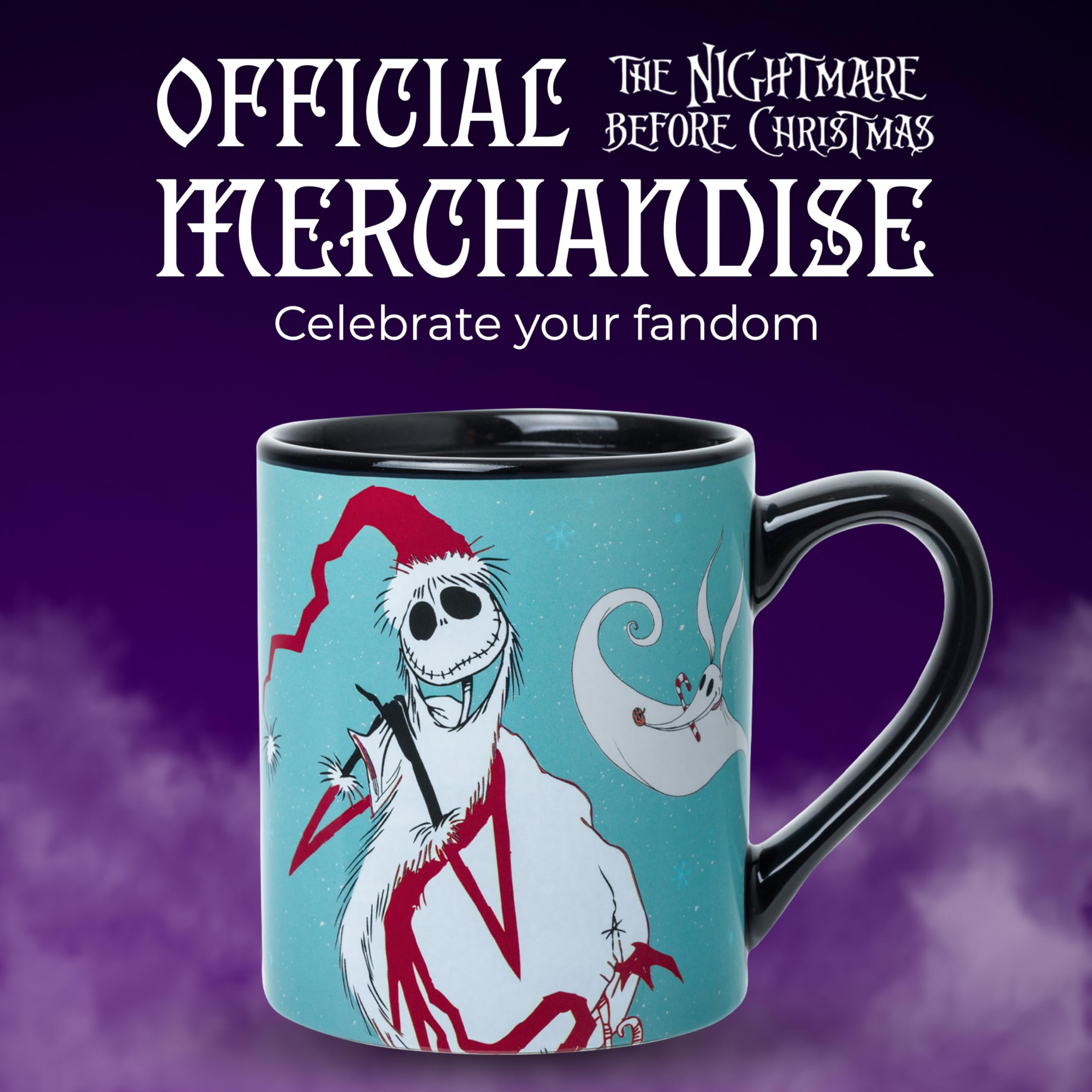 Silver Buffalo Nightmare Before Xmas - Taza de cerámica de 396.9 g con mensaje Ghostly Greetings Scary and Bright Heat Reveal