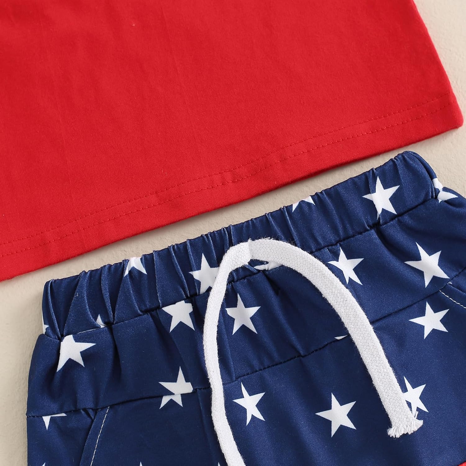 ZyHwShine Baby Boy 4th of July Outfit Stars Stripes USA Short Sleeve T Shirts Shorts Set Fourth of July Toddler Outfit (American Flag-Red, 0-6 Months) - Image 5