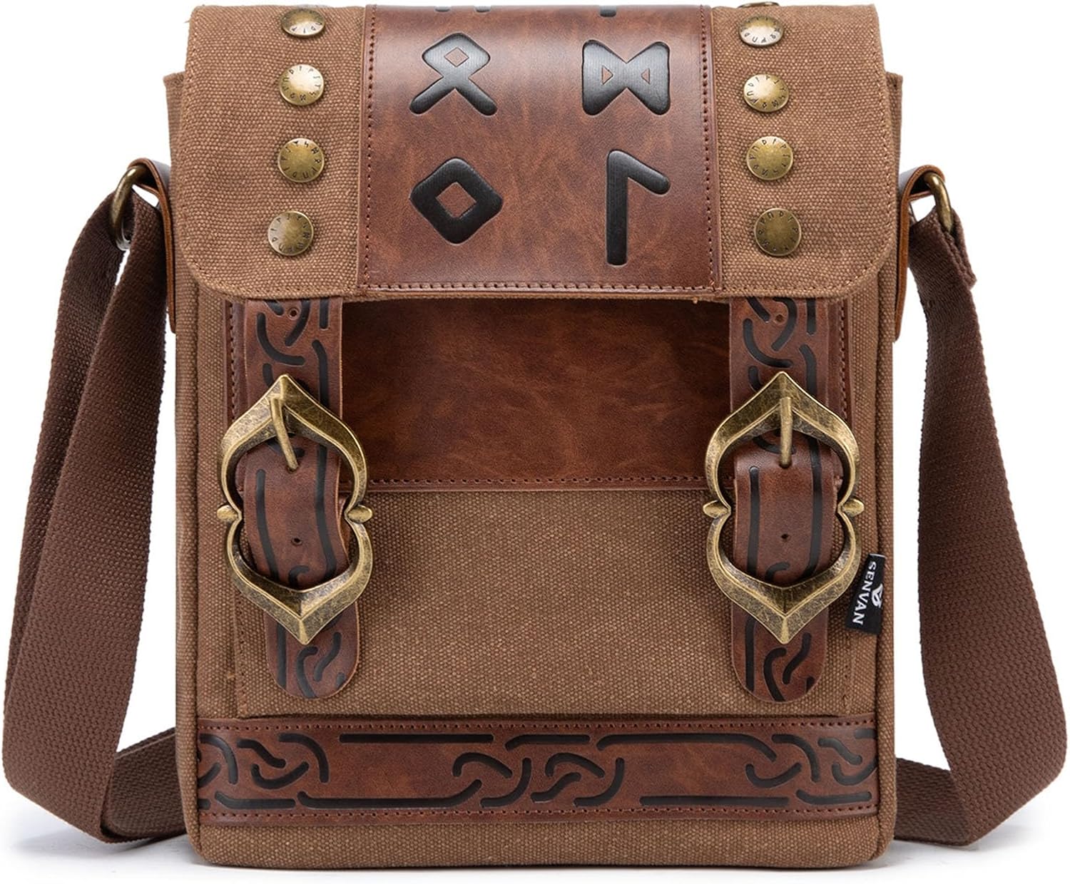 Small Crossbody Bag Retro Medieval Renaissance Leather Shoulder Bag Canvas Messenger Casual Daypack Rucksack Travel Tour Bag