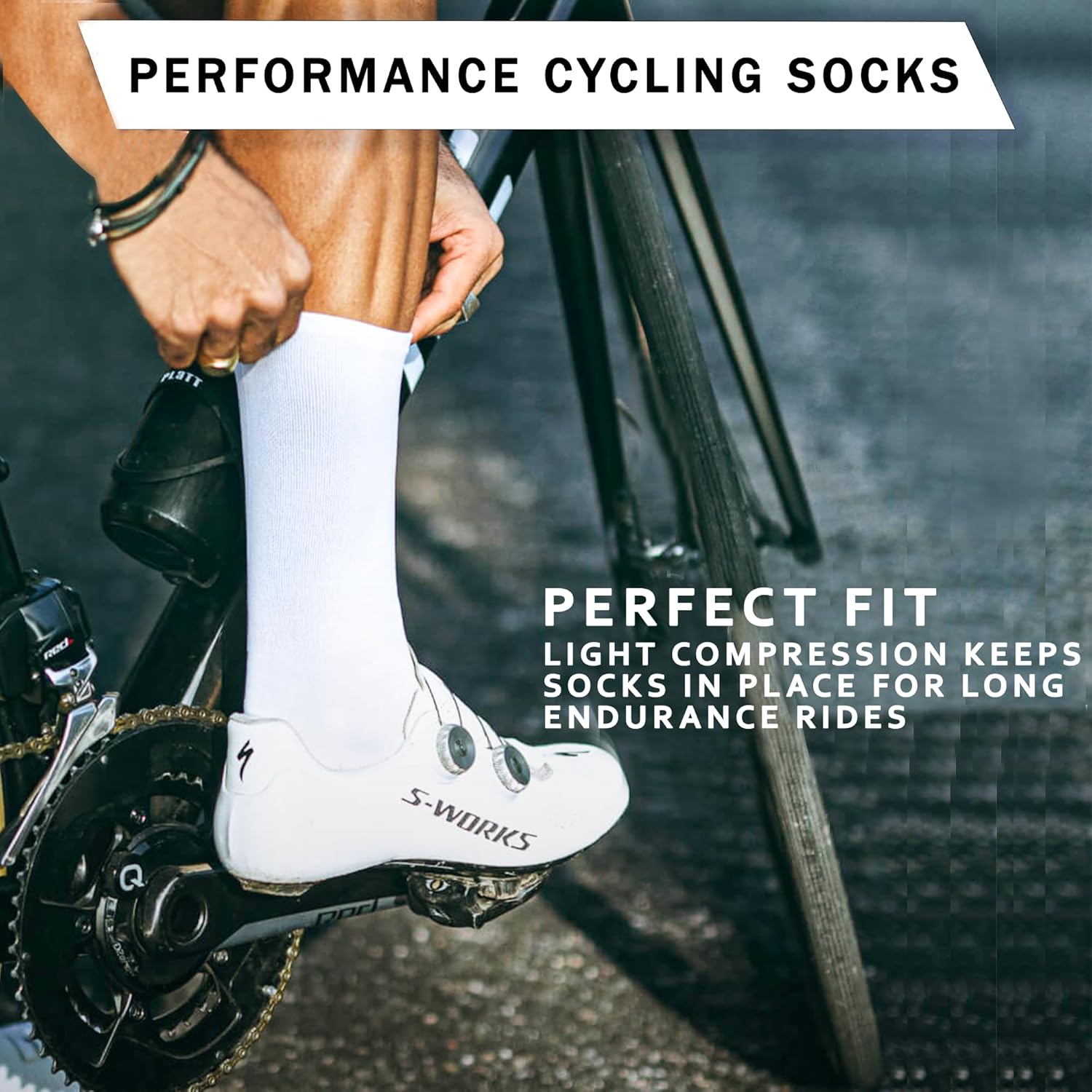 Performance Cycling Socks – Compression, Moisture-Wicking Crew Bike Socks - Image 2