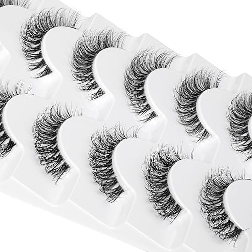 Miniatura 5 de JIMIRE Demi-wispies - Pestañas postizas de visón sintético con banda transparente, pestañas rusas esponjosas de aspecto natural, finas y ligeras, de