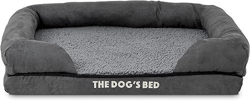 Miniatura 30 de The Dog's Bed, felpa gris XL, espuma viscoelástica sólida, alivio del dolor: artritis, displasia de cadera y codo, poscirugía, cojera, apoyo, negro,
