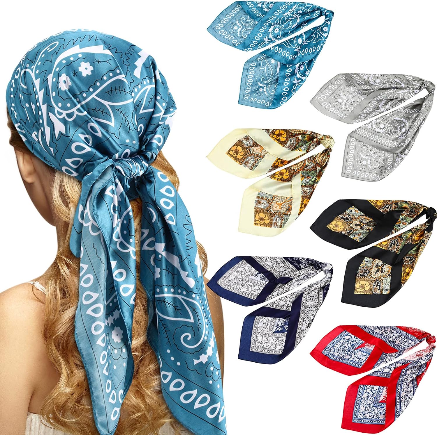 Pcs 35 Inch Square Boho Large Head Scarf for Women Kuwait Ubuy