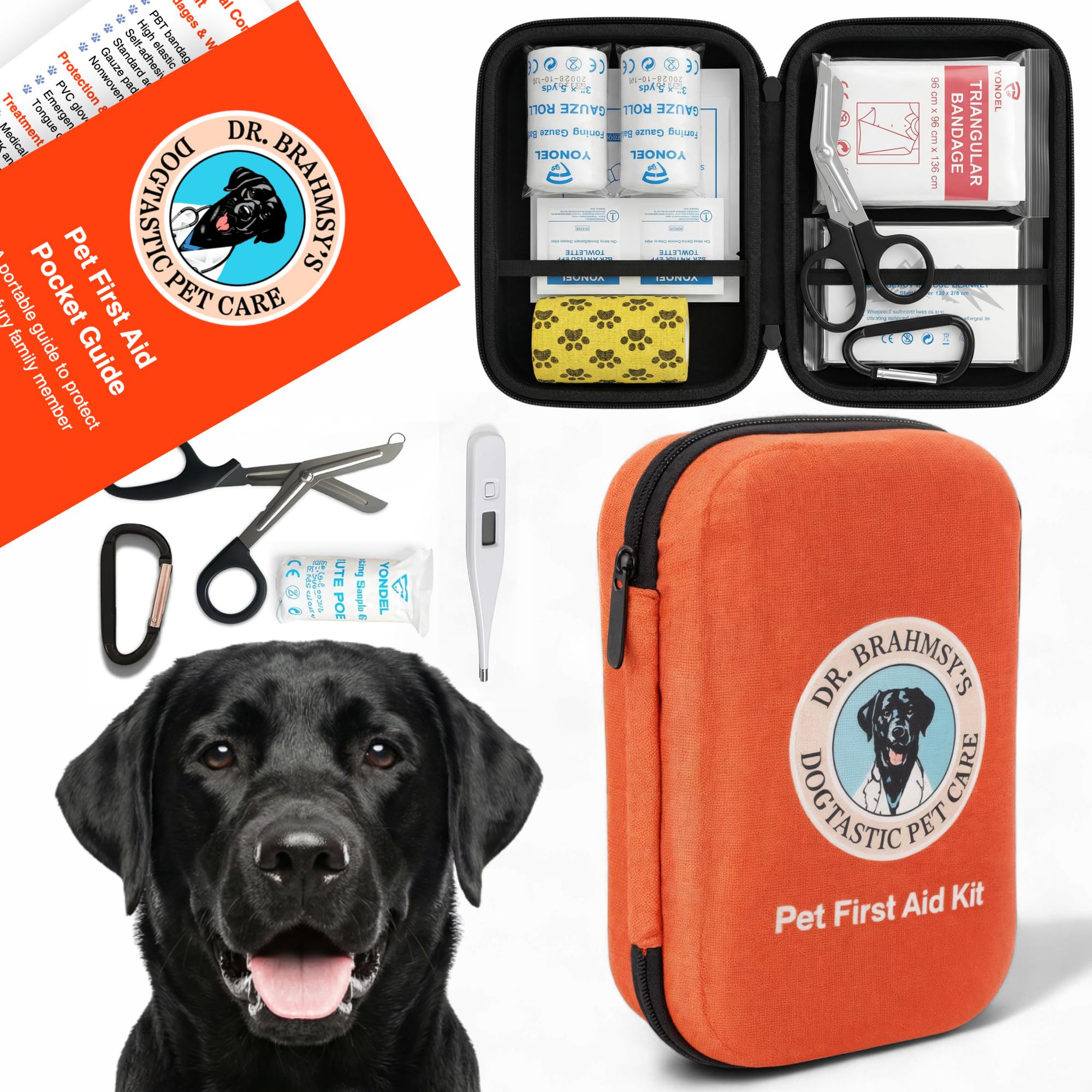 Cada compra ayuda a las mascotas sin hogar, kit de primeros auxilios para mascotas del Dr. Brahmsy, perfecto para viajes de mascotas, se adapta a respaldos y vehículos, cuidado de la salud de