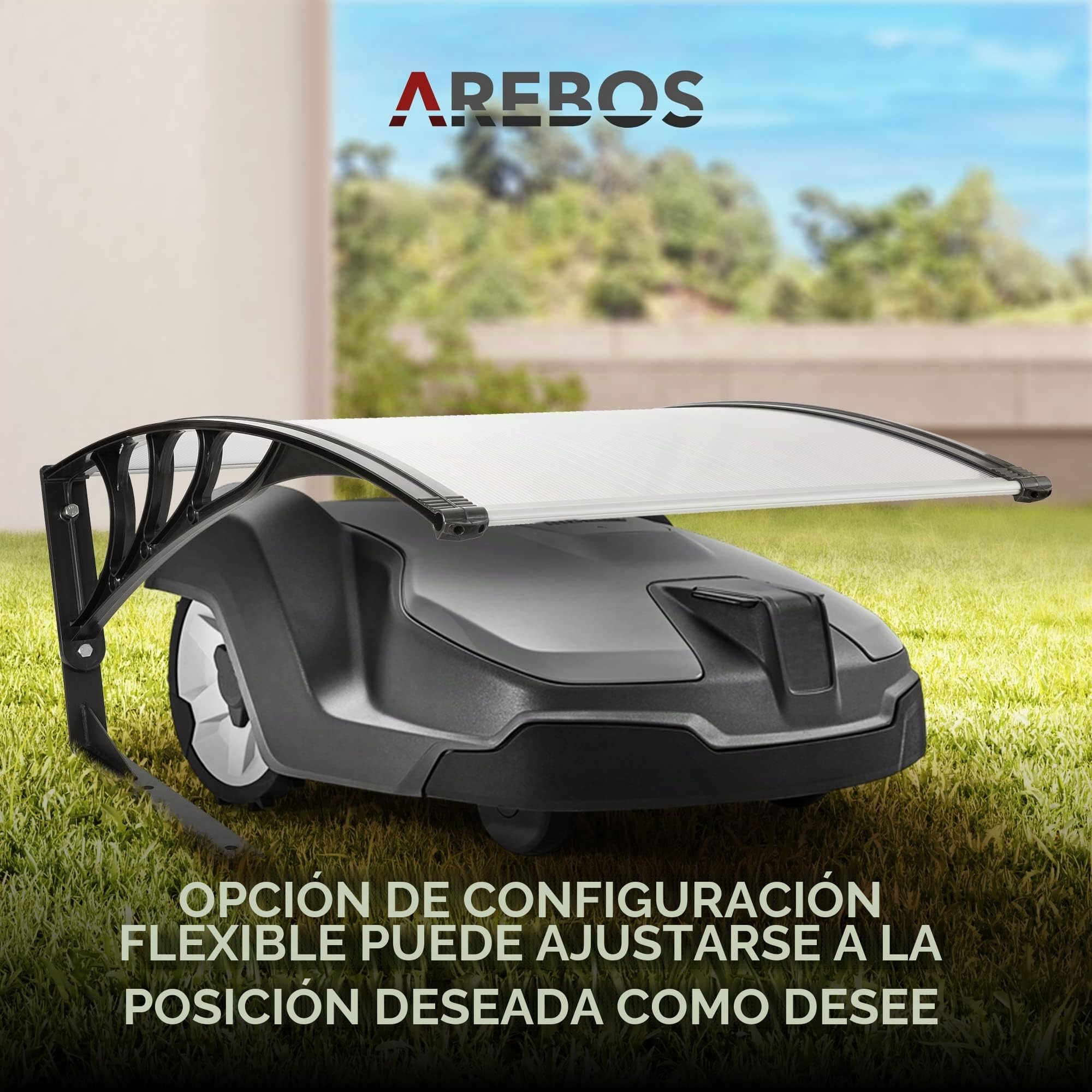 Arebos Garaje Robot cortacésped | Tamaño 102 x 79 x 46 cm | Resistente a la Intemperie + protección UV | con pies de Metal | Incluido el Material de Montaje