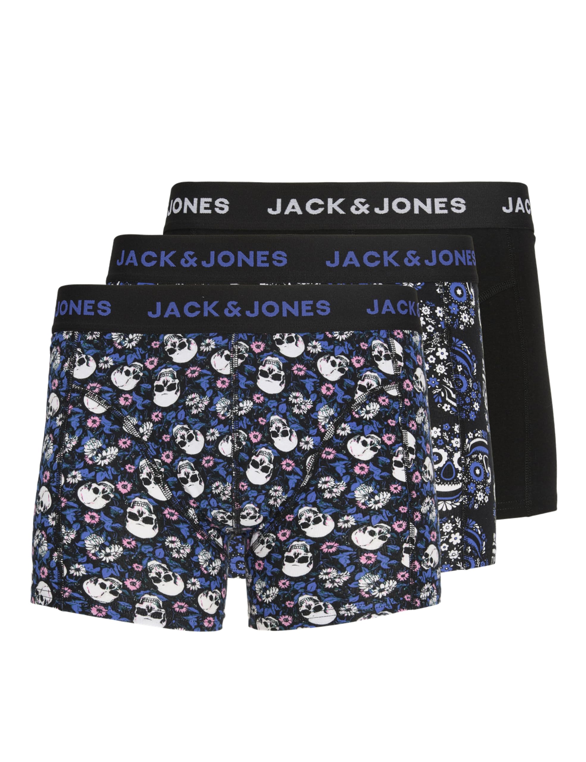 JACK & JONES Flower Skull Trunks Boxers 3 Units M Black