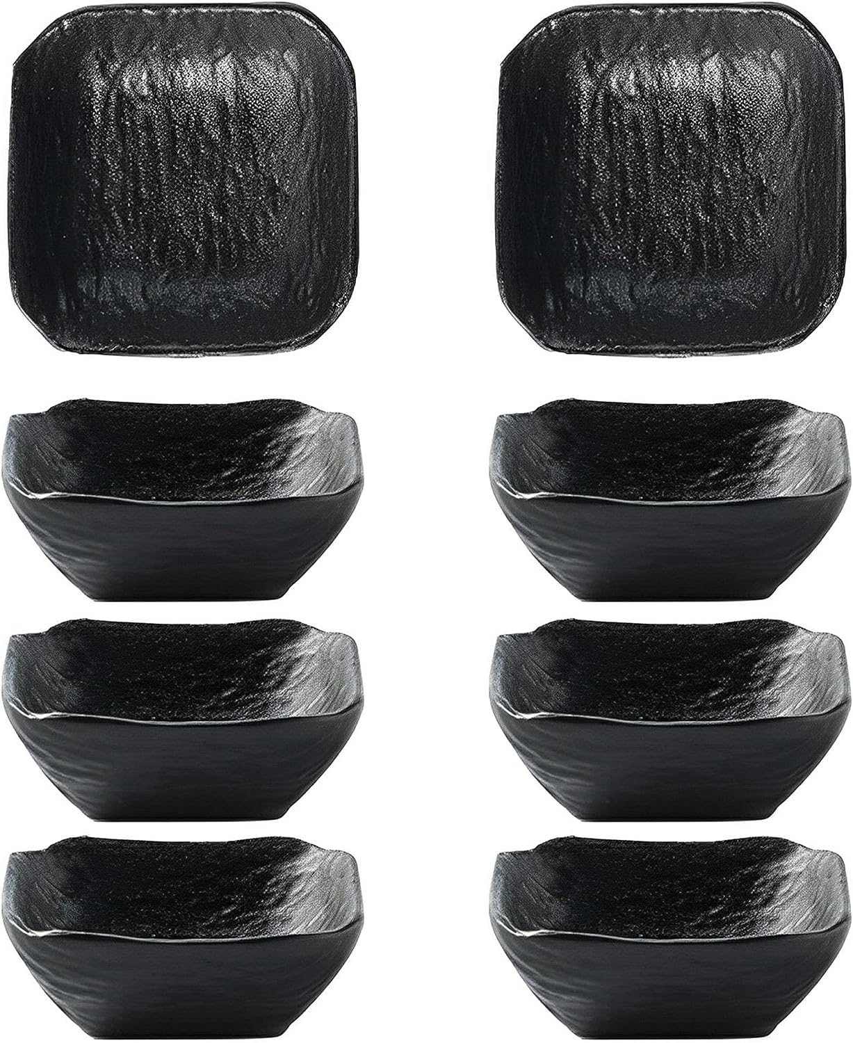 Tapas-Gerichte, Dessertschalen, Sojasaucen-Geschirr-Set, Dip-Schalen aus Keramik, Soßenschalen, Tapas-Schalen, Geschirr-Set mit Blumenmuster for Dessert, Snack-Schwarz-4er-Set ( Color : Black , Size :