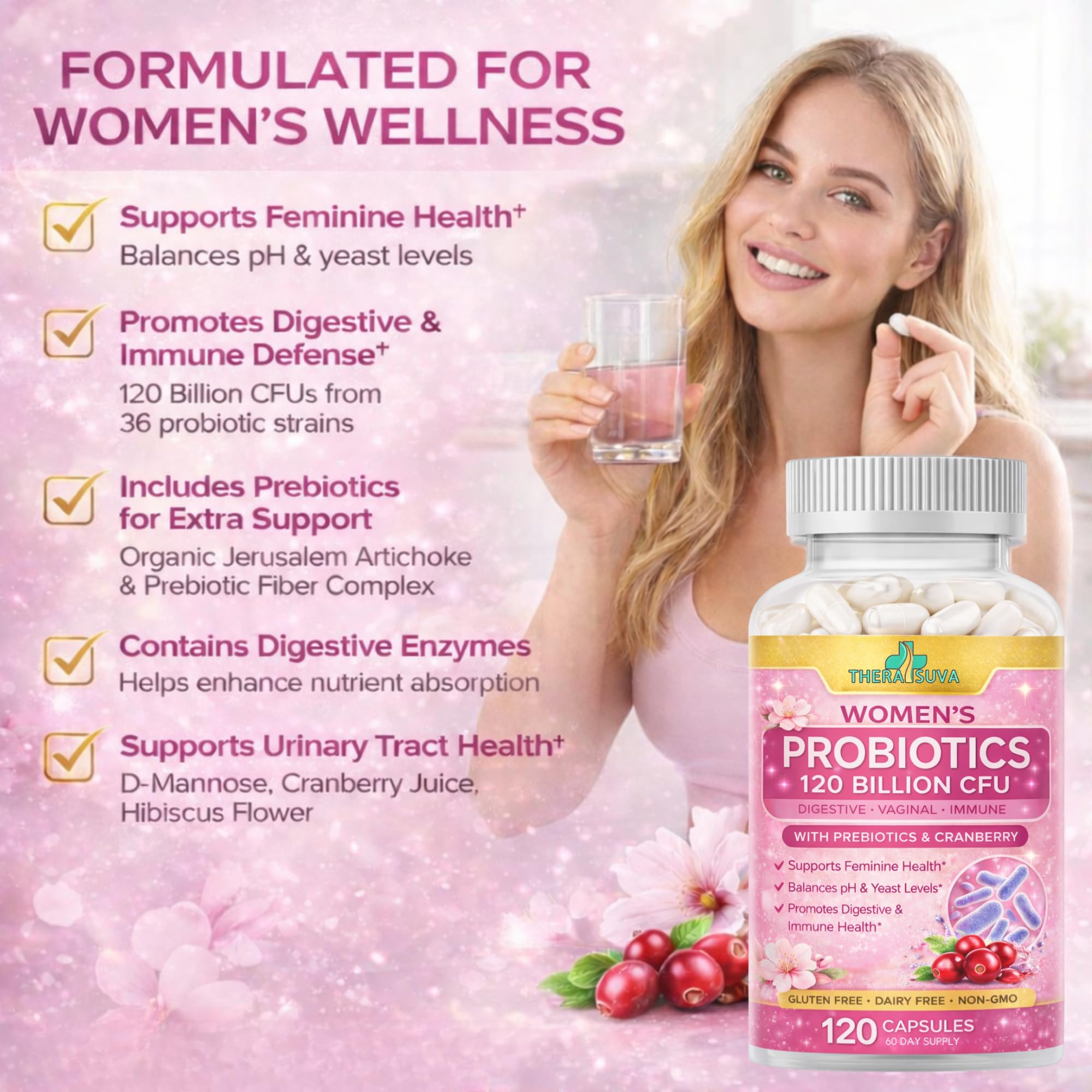 Women's Advanced Probiotics 120 Billion CFU 36 Strains, 120 Veggie Softgels — Amazon image 2