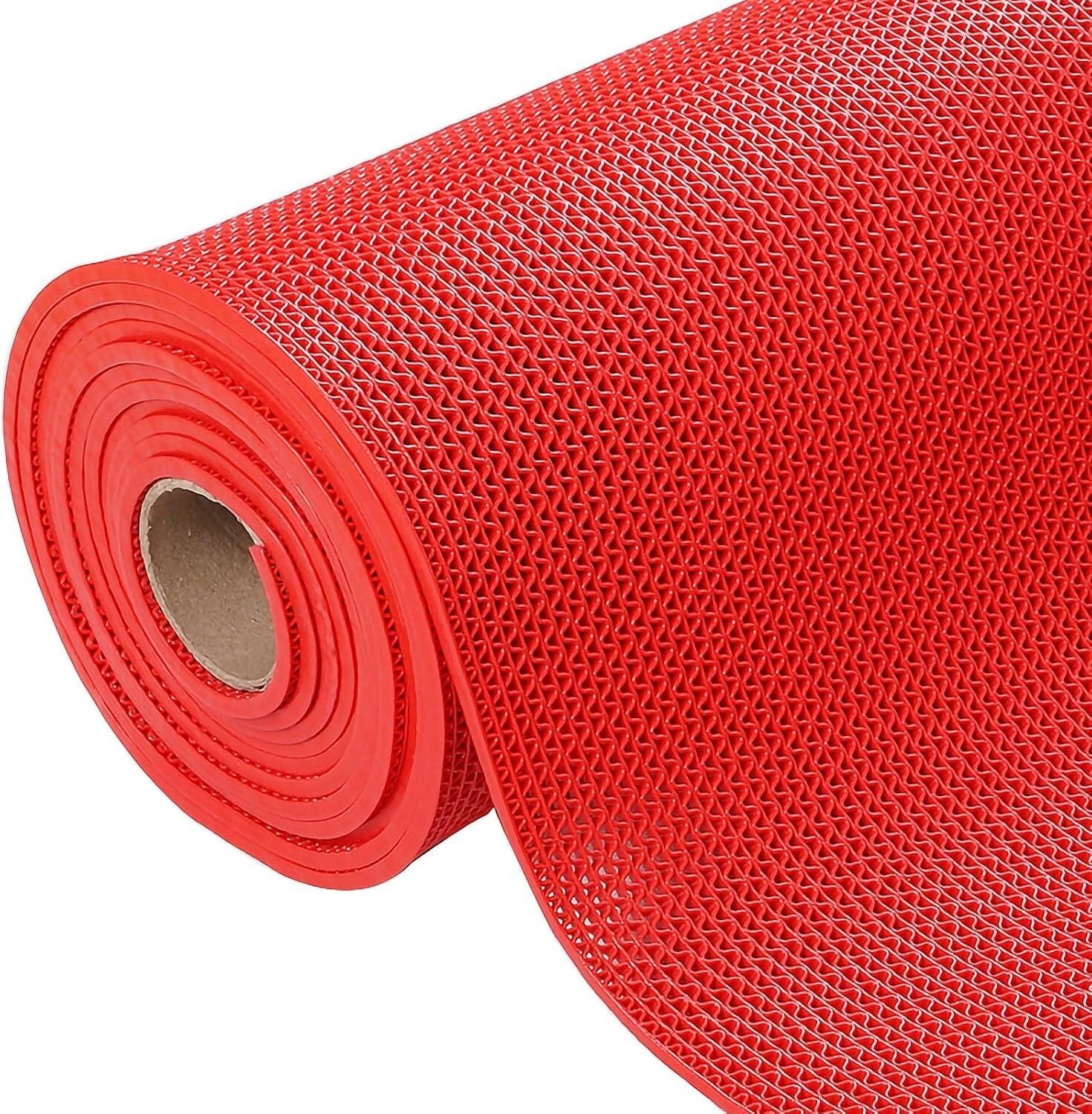 Hpthly Red Pvc Drainage Floor Mat 5Mm Thick, Non-Slip Wet Area Floor Mat For Indoor Outdoor Hollow Drainage Mat,-120X300cm