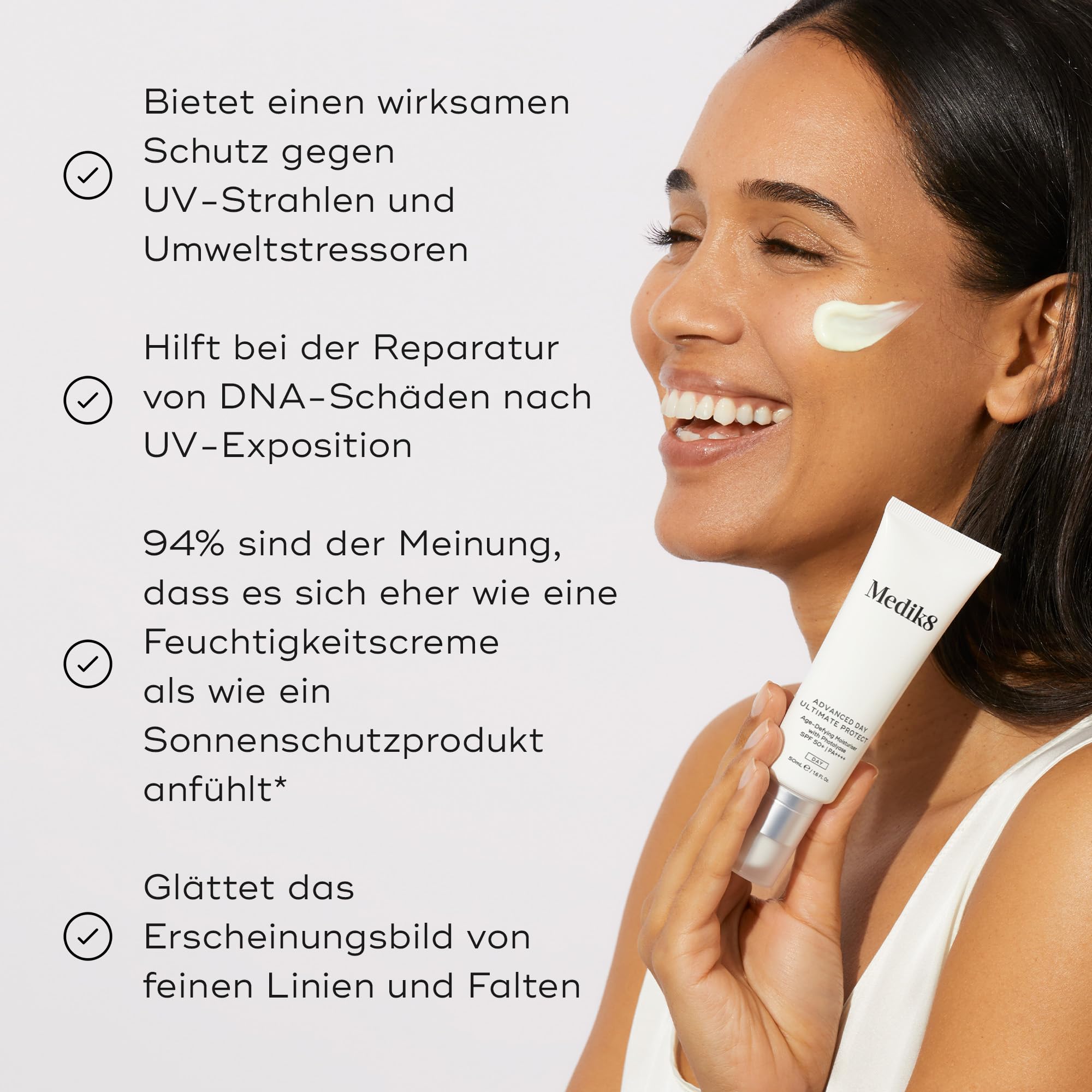 Medik8 Advance Day Ultimate Protect - LSF 50+ Anti-Aging-Feuchtigkeitscreme mit Lichtschutzfaktor LSF 50+ PA++++ - Feuchtigkeitsspendender & nicht fettender UV-Schutz - 50ml