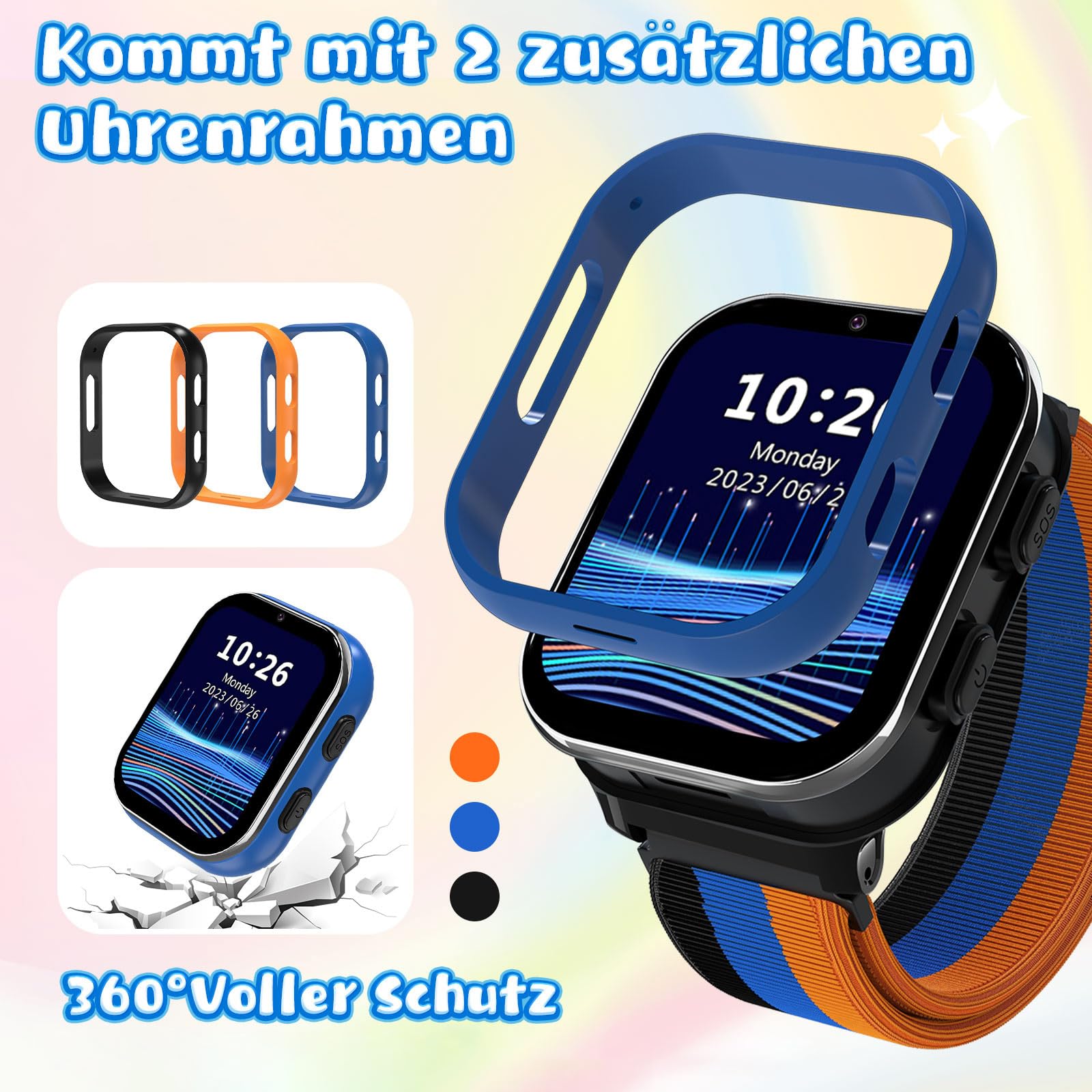 PTHTECHUS Smartwatch bambini 4G, orologio telefonico per bambini con funzione di chiamata, chiamate bidirezionali, fotocamera, MP3, SOS, scheda di apprendimento, regalo per ragazzi e ragazze (blu)
