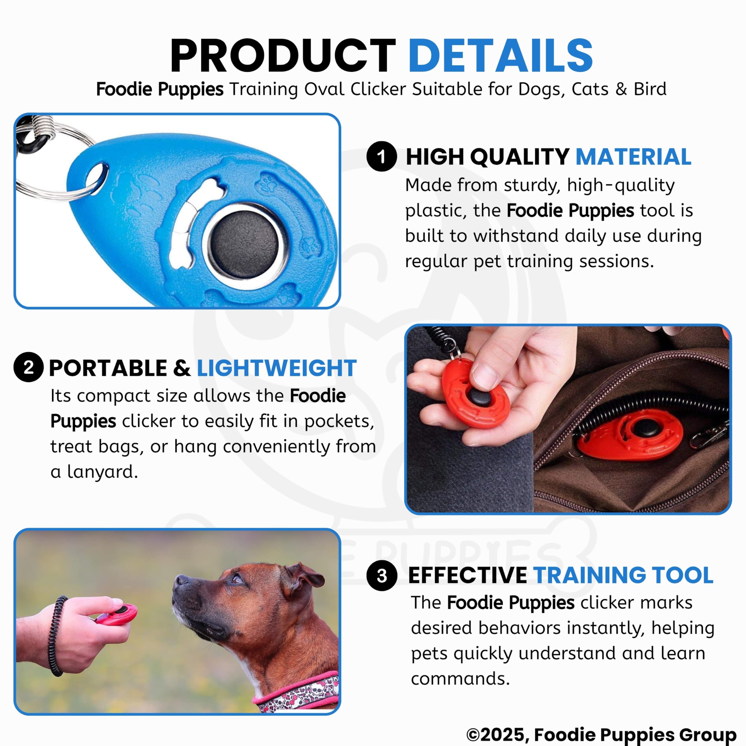 Foodie Puppies Dog Training Clicker with Wrist Strap - (Oval Clicker) | Durable, Easy to Use, Pet Training Clicker Perfect for Cats, Puppies and Birds for Behavioral Training, (Colour May Vary) 1